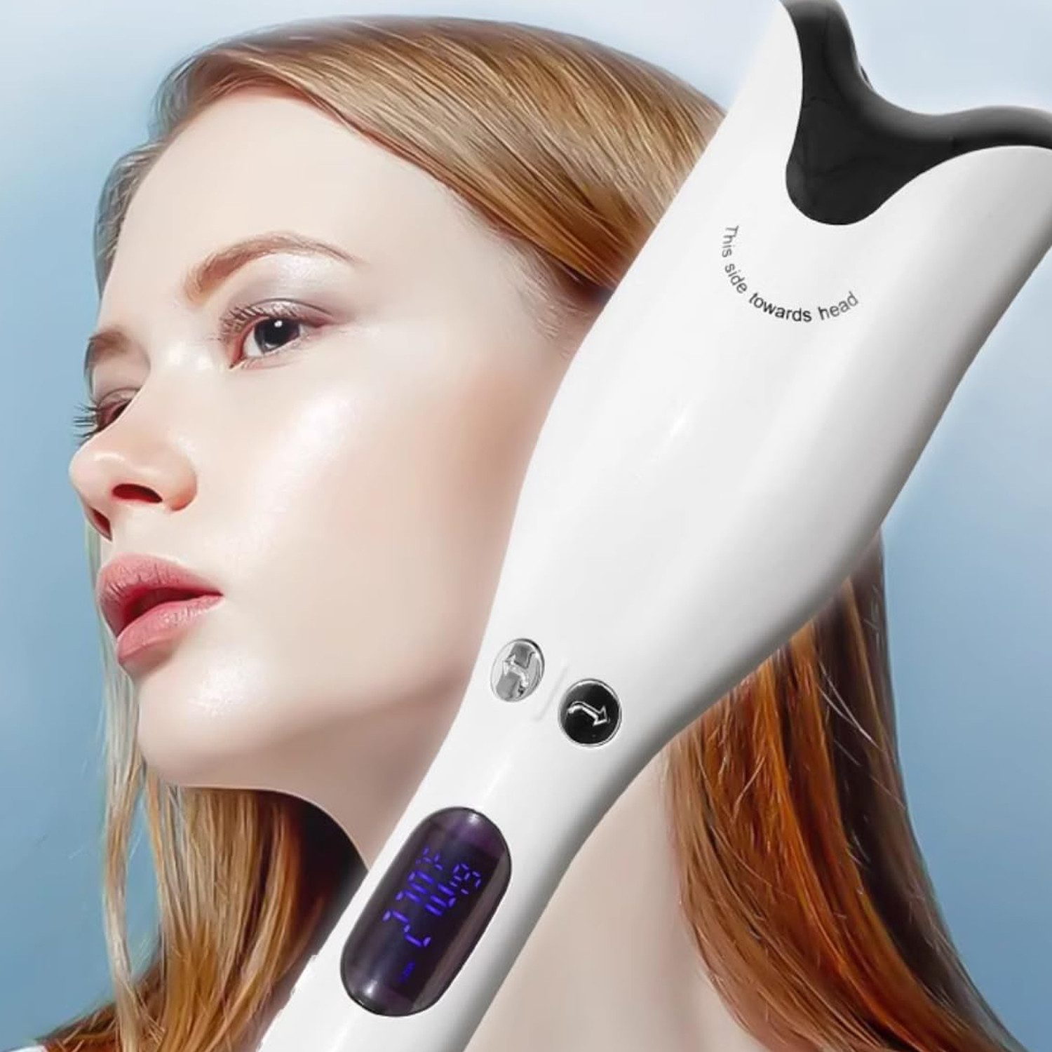 OKWISH Lockendreher Automatischer Lockenstab Rotierende Anti-Verbrühungs Lockenwickler, Keramik, LCD-Anzeige Intelligente Lockenstab Automatisch für Lange Haare