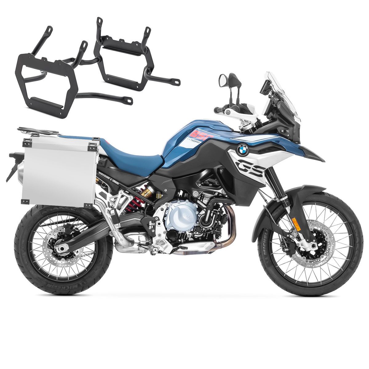 Bagtecs Kofferset Set Alukoffer + Kofferträger passend für BMW F 750 GS / 850 GS / Adven