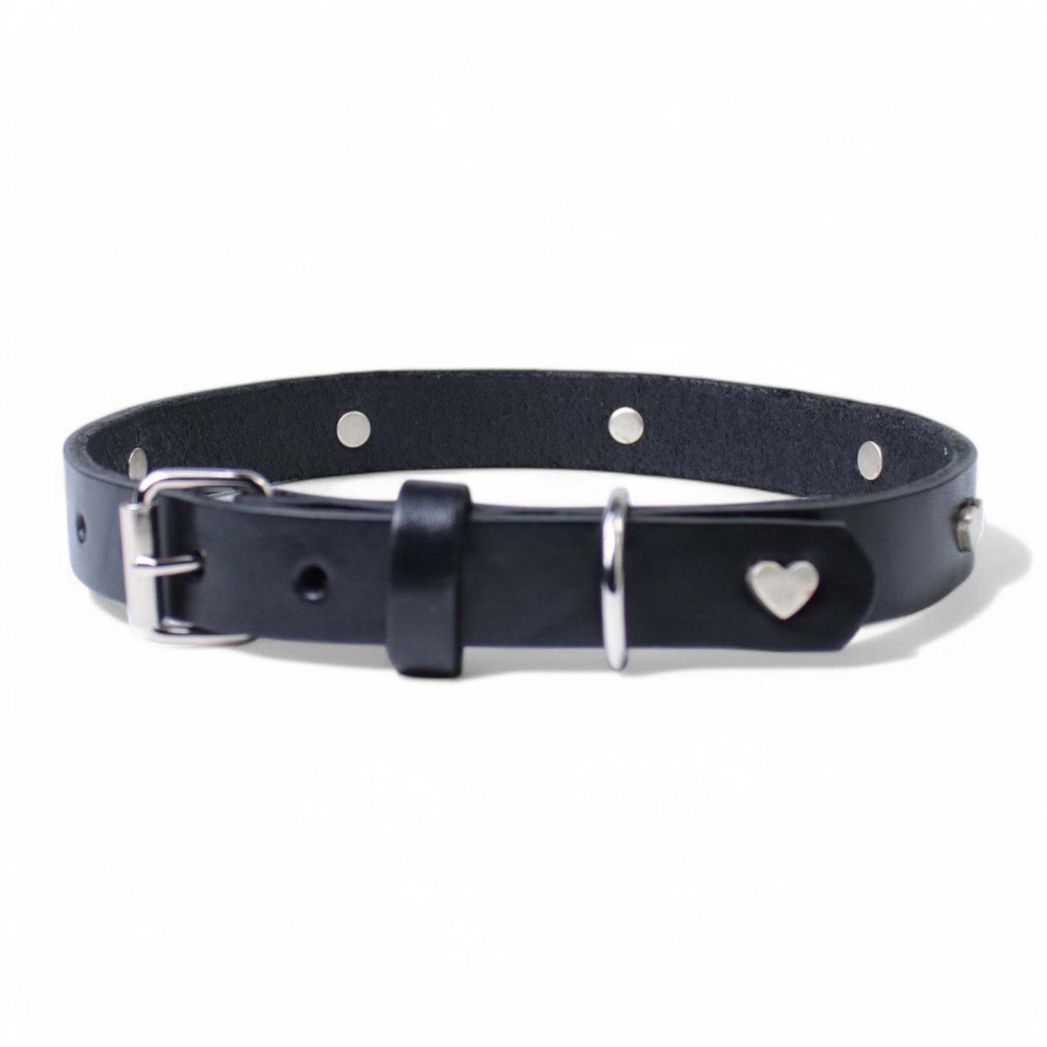 FRONHOFER Hunde-Halsband 19336, Ökoleder, Material: Vollrindleder, Stil: süßes Halsband mit Herzchen