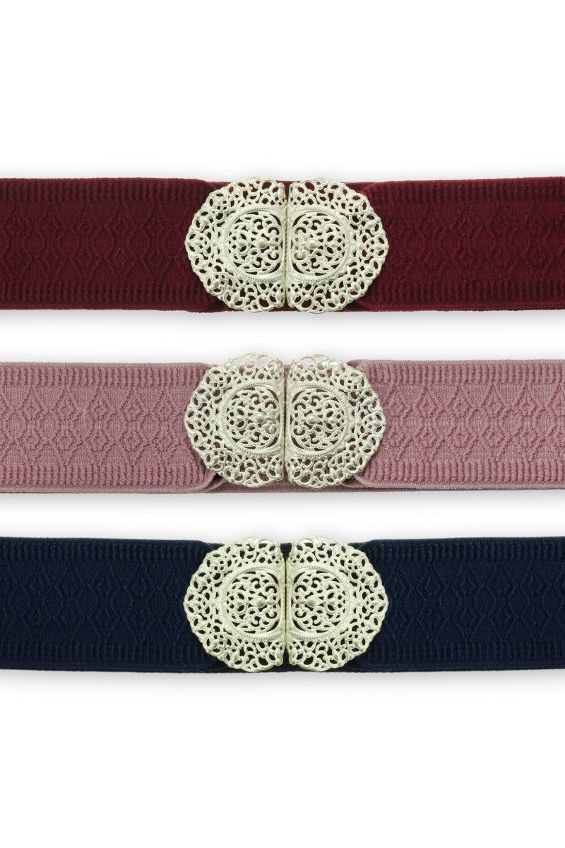 Herbert Hahn Ledergürtel Stretchgürtel Damen - SINFONIE - altrosa, bordeaux günstig online kaufen