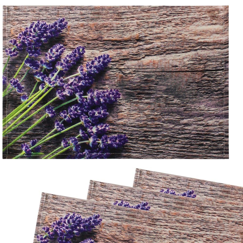 Platzset, Tischsets Textil CLOTH Lavendel Holzbretter 4er Set 45x30 cm, matches21 HOME & HOBBY, (4-St) | Tischsets