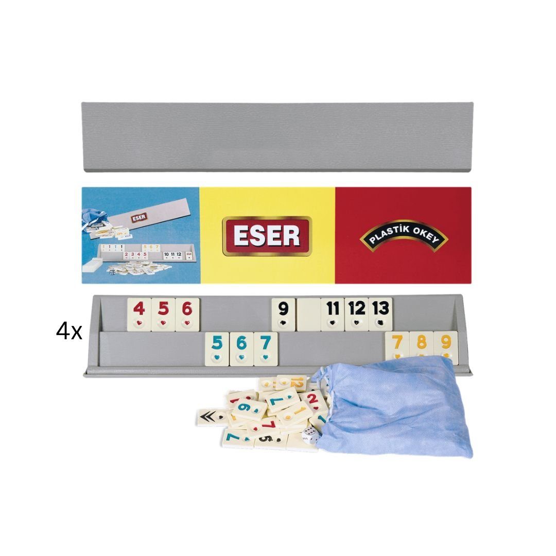 Eser Spielesammlung Okey, Rummikub, Melamin Steine, wahlweise Vollholz oder Kunststoffbretter