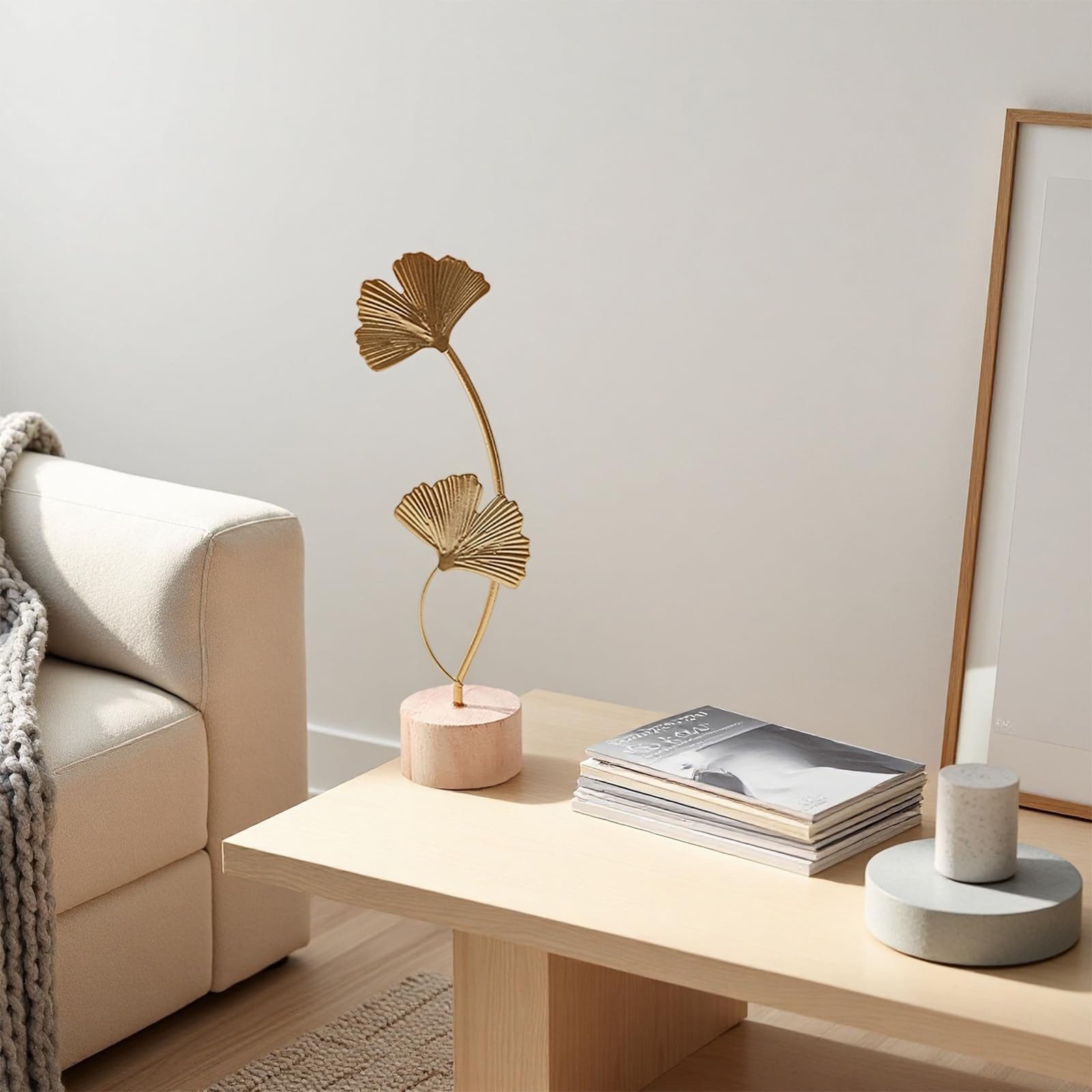FOUORTUNATE-BEE Dekofigur 2 Stück Ginkgoblatt Monstera Statue Deko, Kreative Statue (Blatt Metallskulptur, 2 St., Gold Desktop Skulptur Deko für Home, Büro, Sch – Bild 5 von 5