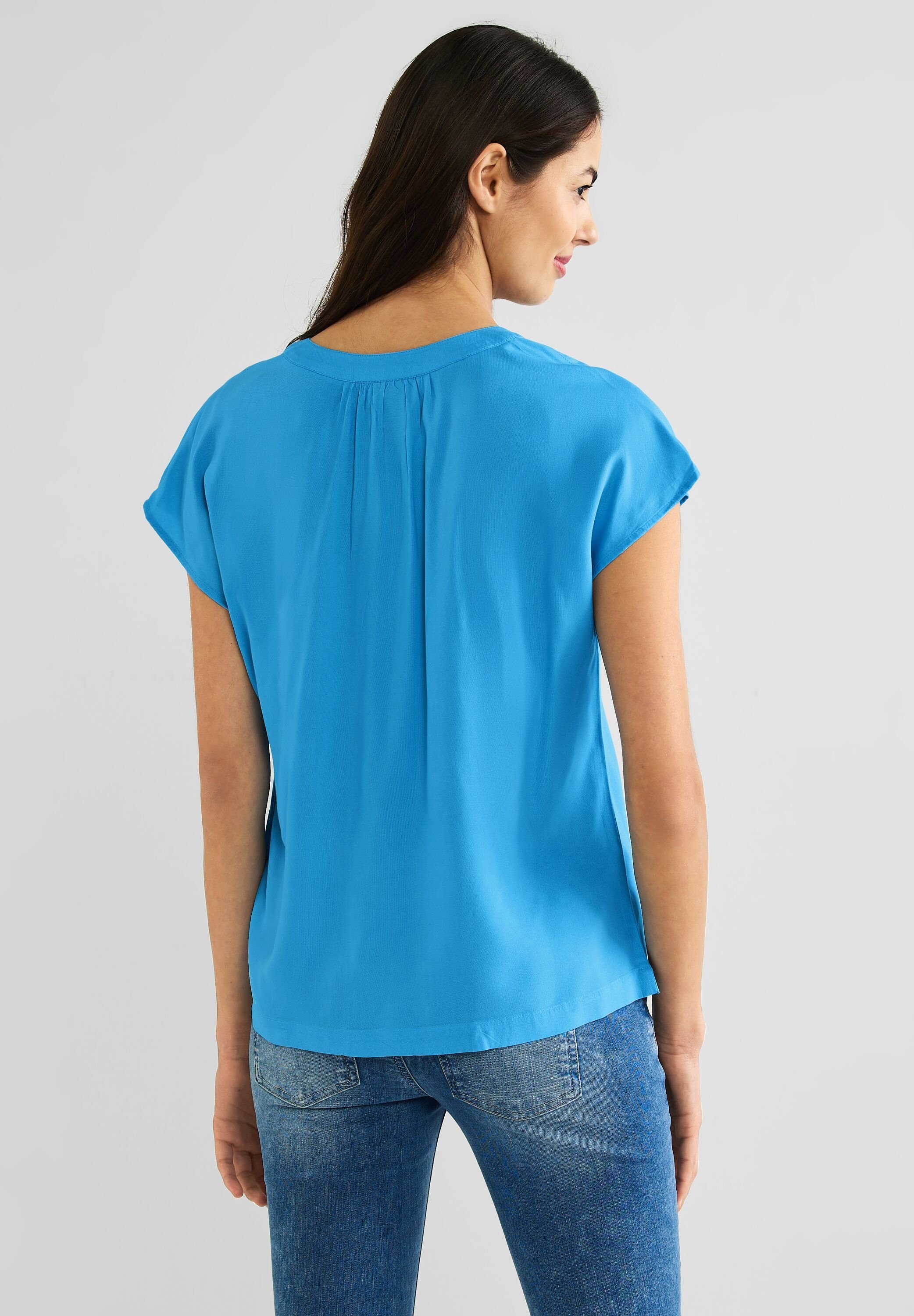 STREET ONE Shirtbluse mit geschlitztem Rundhalsausschnitt
