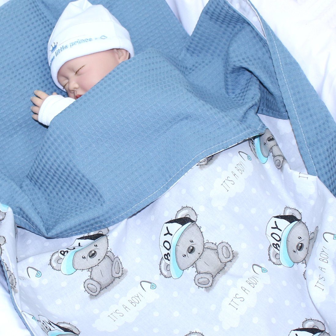 Babydecke Babydecke Waffelpiqué Baumwolle Kuscheldecke Kinderwagendecke, Primawela – Bild 2 von 3