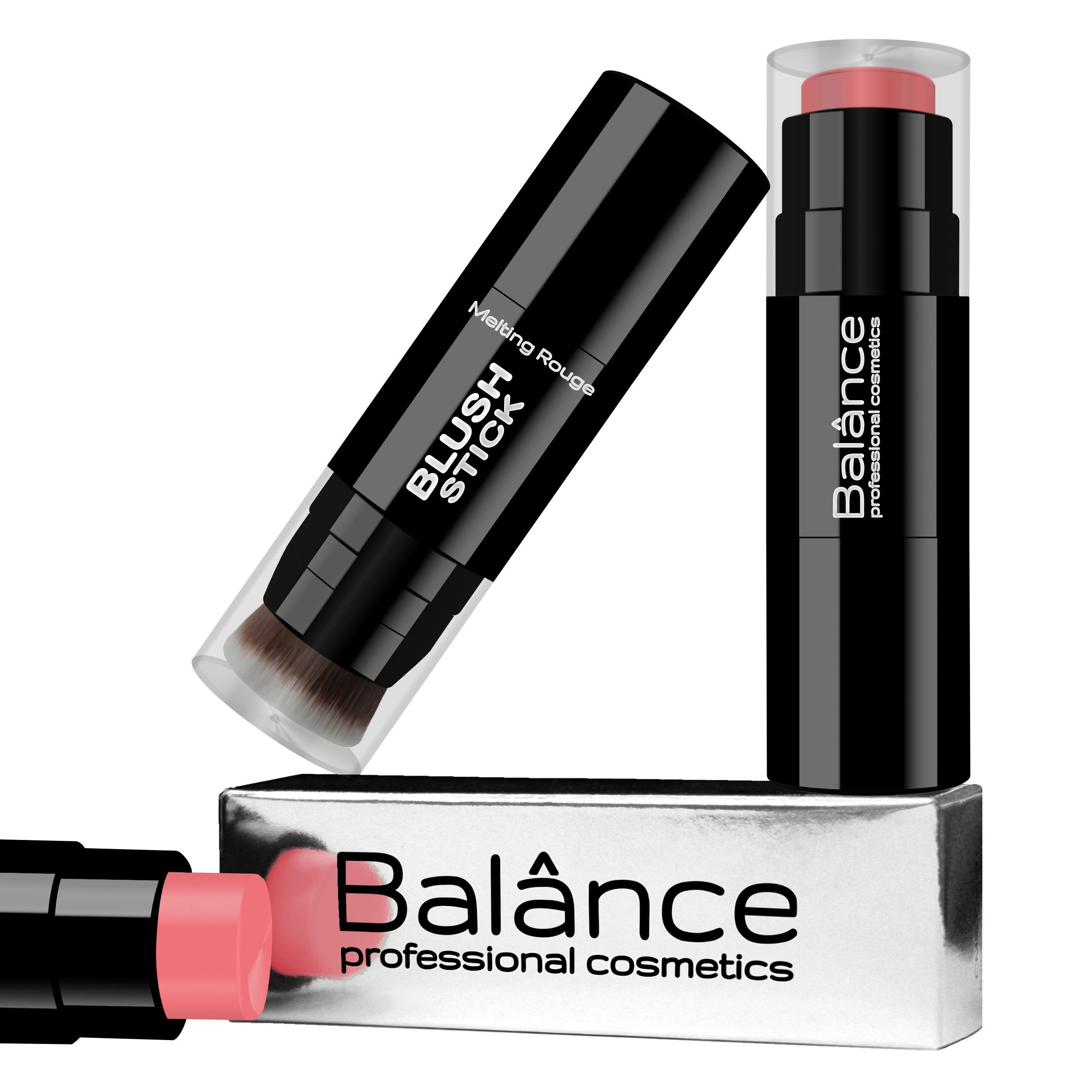 Balânce Make-up Stick Blush Stick 4 Farben Kabuki Pinsel leuchtender Teint, mit integriertem Kabuki-Pinsel, Blush Stift mit cremig wohlriechender Textur