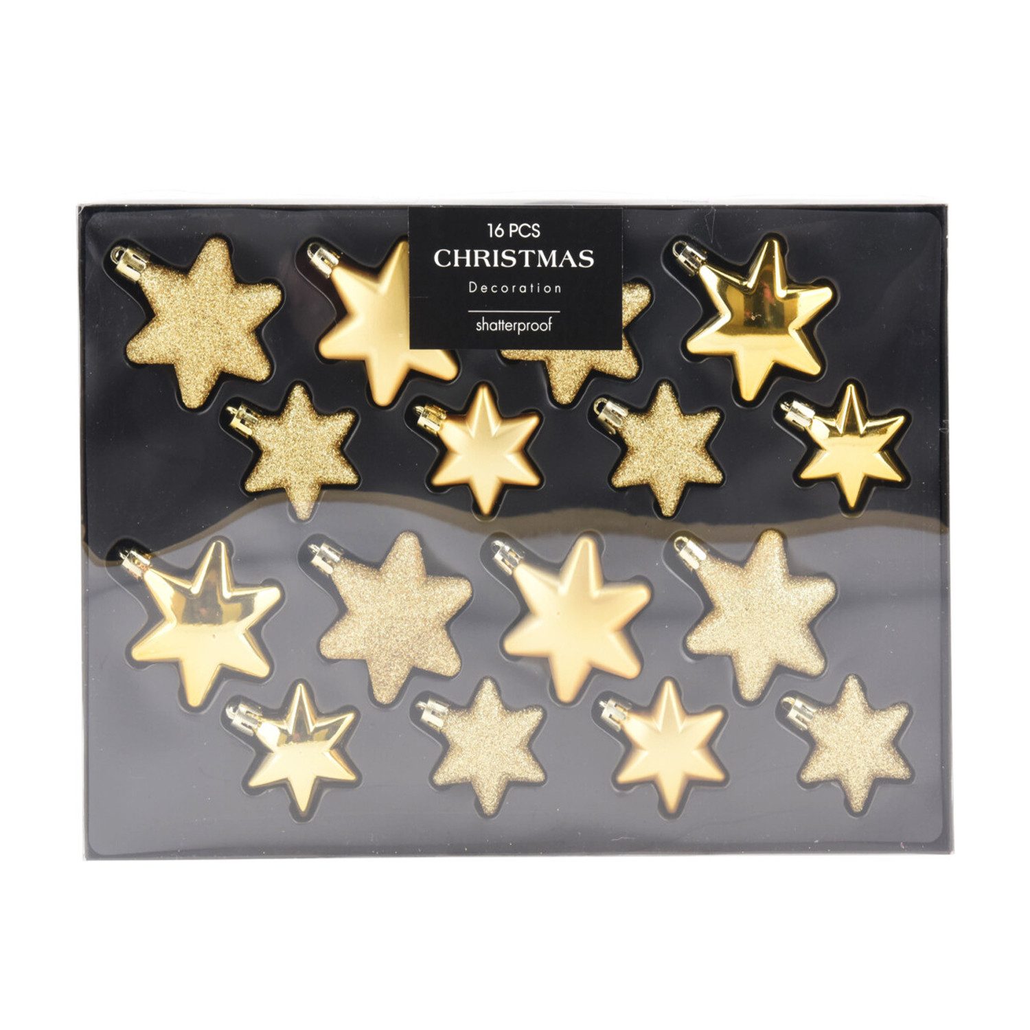 Weihnachtsbaumklammer 16tlg Weihnachtskugel Christbaumkugeln Baumkugel Set Sterne Gold