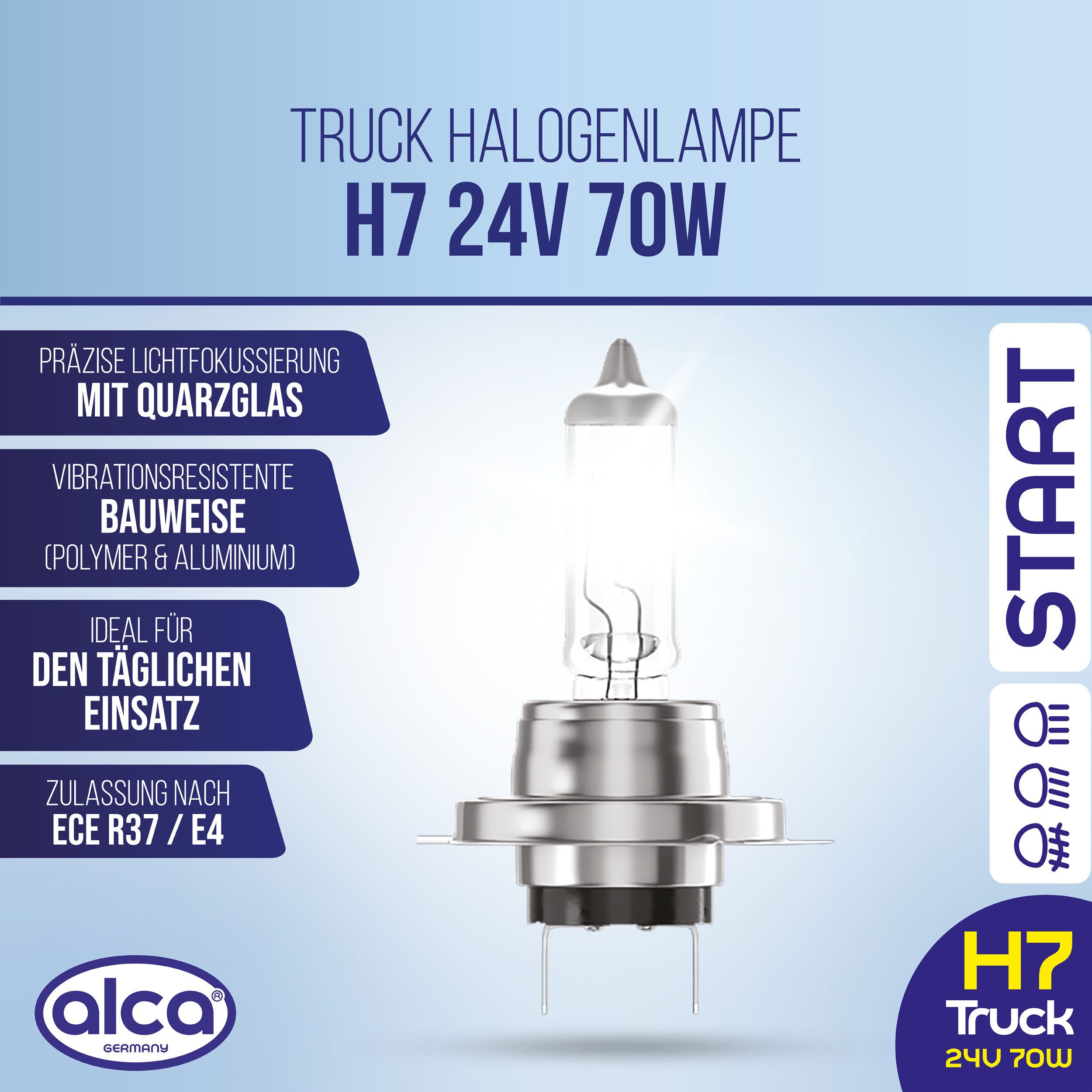 alca KFZ-Ersatzleuchte H7 Halogenlampe LKW 24V 70W Px26d für Scheinwerfer, Fernlicht, 1 St.