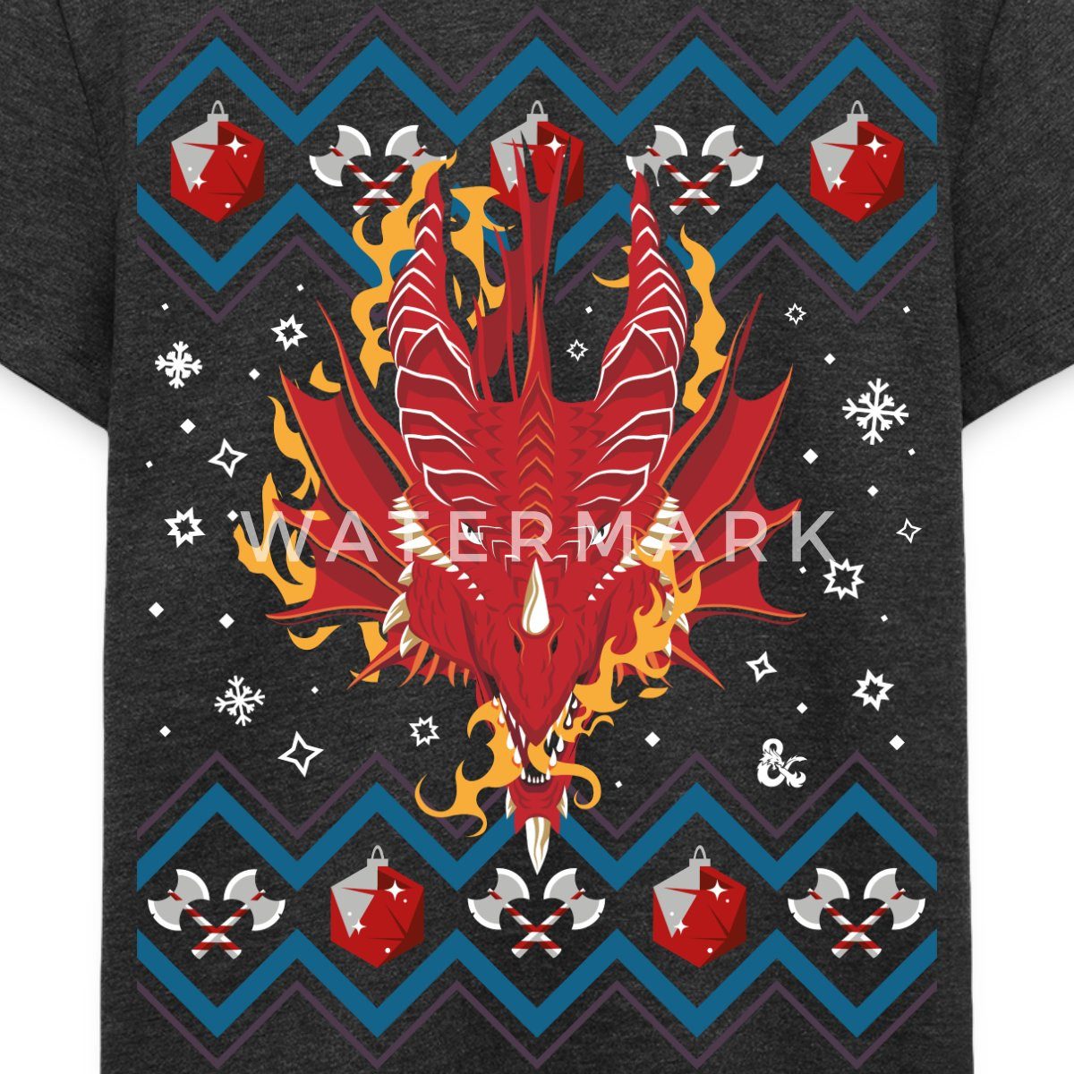 Spreadshirt T-Shirt Dungeons & Dragons Drachenkopf Ugly Christmas Kinder Premium T-Shirt (1-tlg)