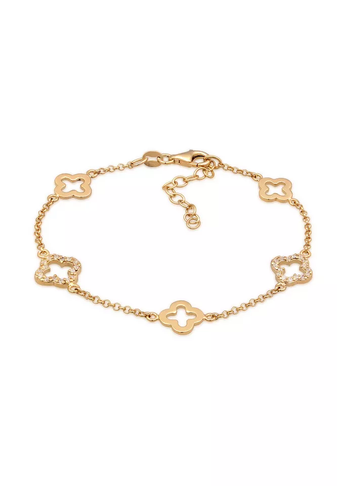 Elli Armband Kleeblatt Zirkonia Weiß 925 Sterling Silber (kein Set, 1-tlg)