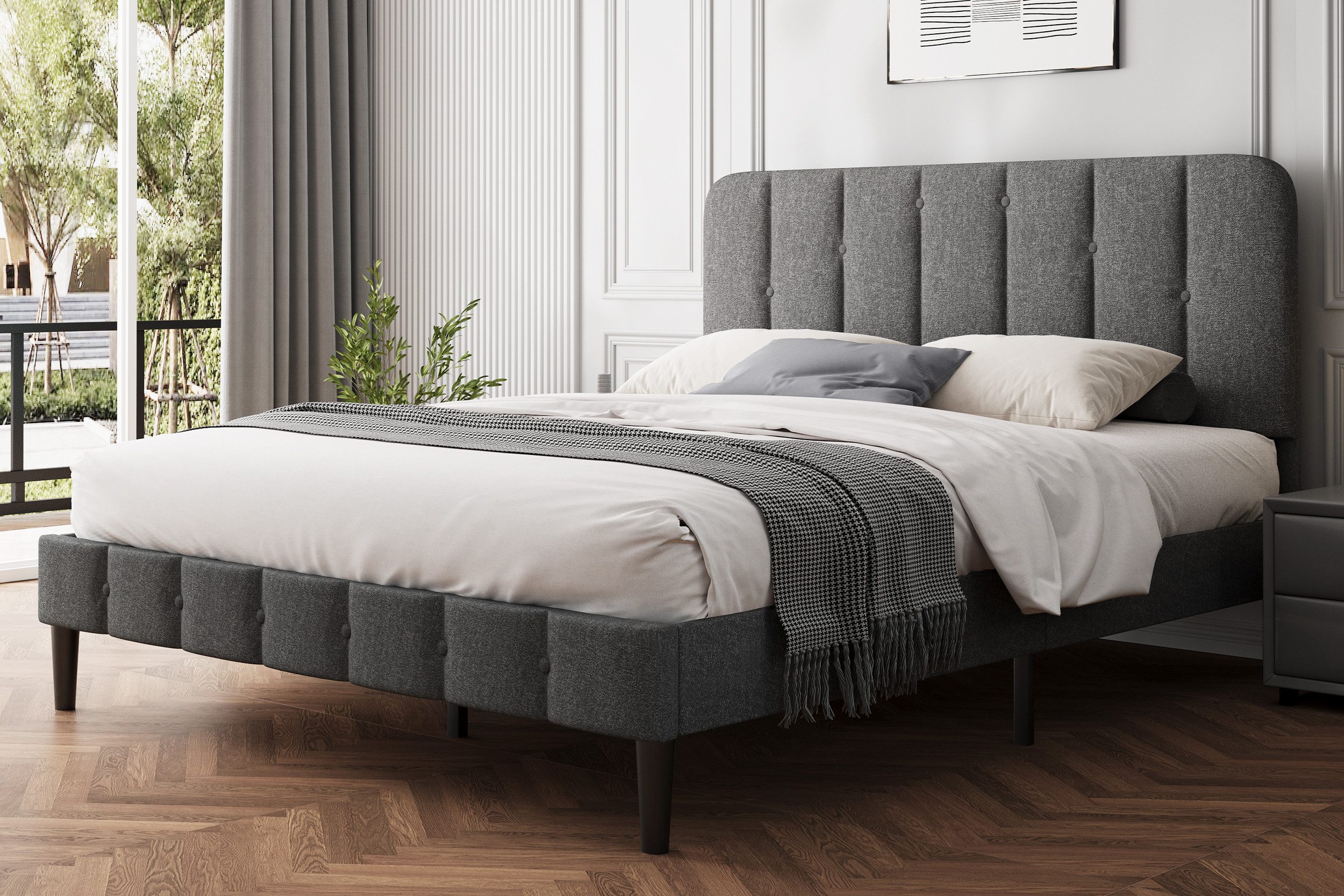 Lexzurn Polsterbett Polsterbett 140 x 200 cm Bettgestell, Doppelbett Bettra günstig online kaufen