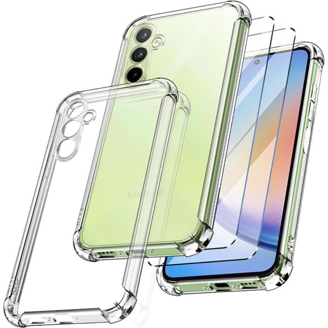Smartphone-Hülle + 2X Schutzglas für Samsung Galaxy A35 5G Panzerfolie Display Case 9H