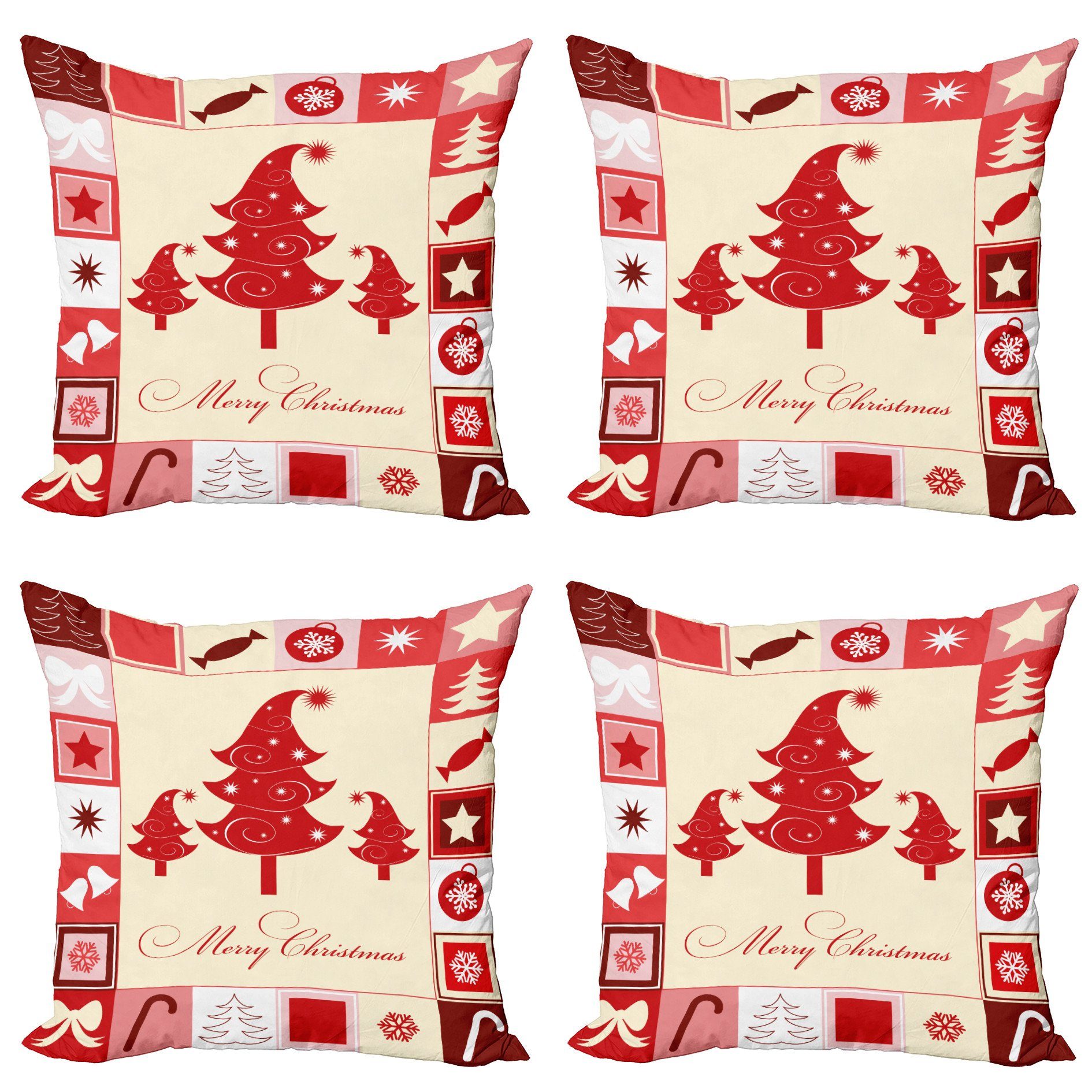 (4 Weihnachten Bäume Sterne Süßigkeit Abakuhaus Accent Doppelseitiger Stück), Modern Kissenbezüge Digitaldruck,