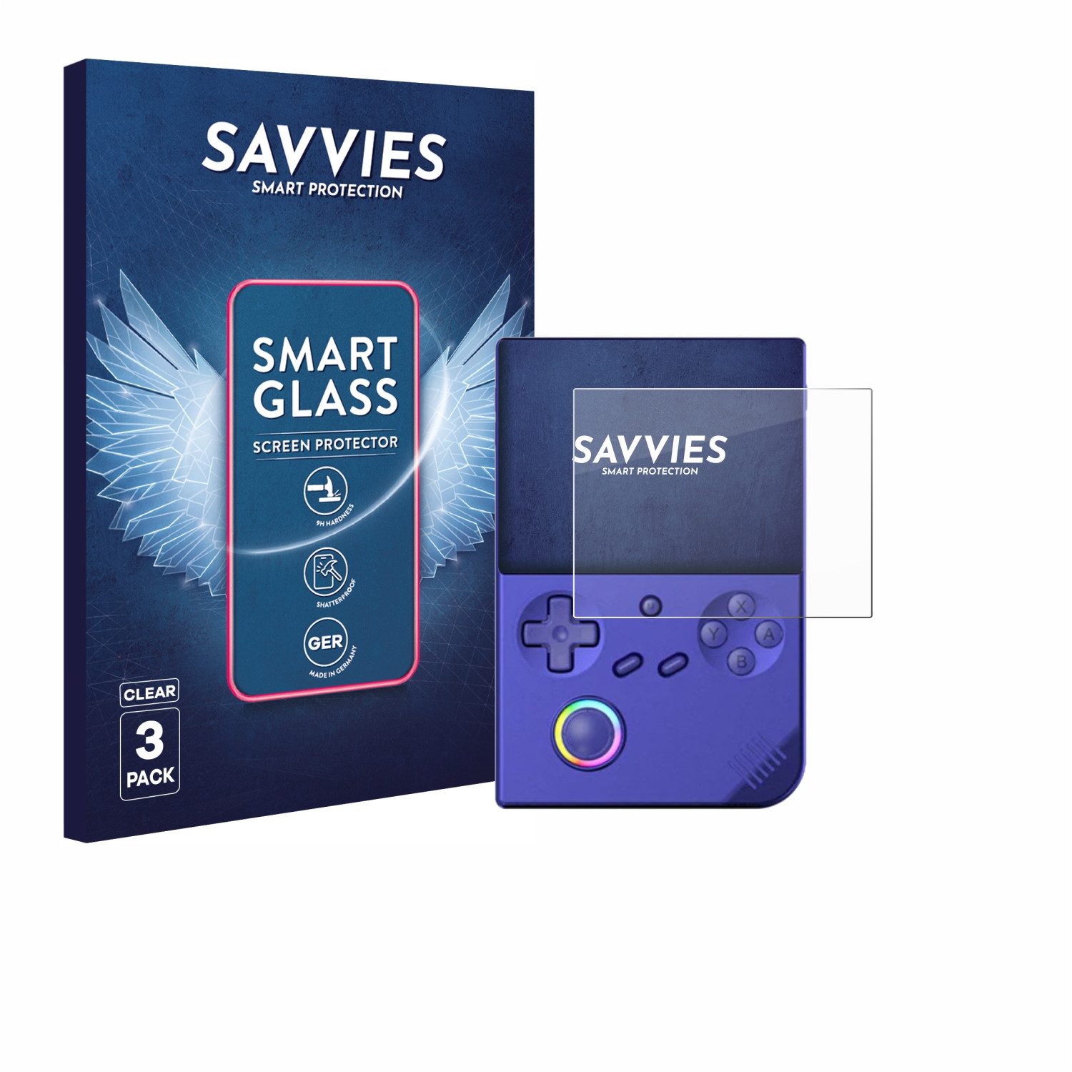 Savvies Displayschutzglas Schutzglas Panzer für Anbernic RG40XXV, 3 Stück, Schutzfolie Display Schutz Glas Folie klar