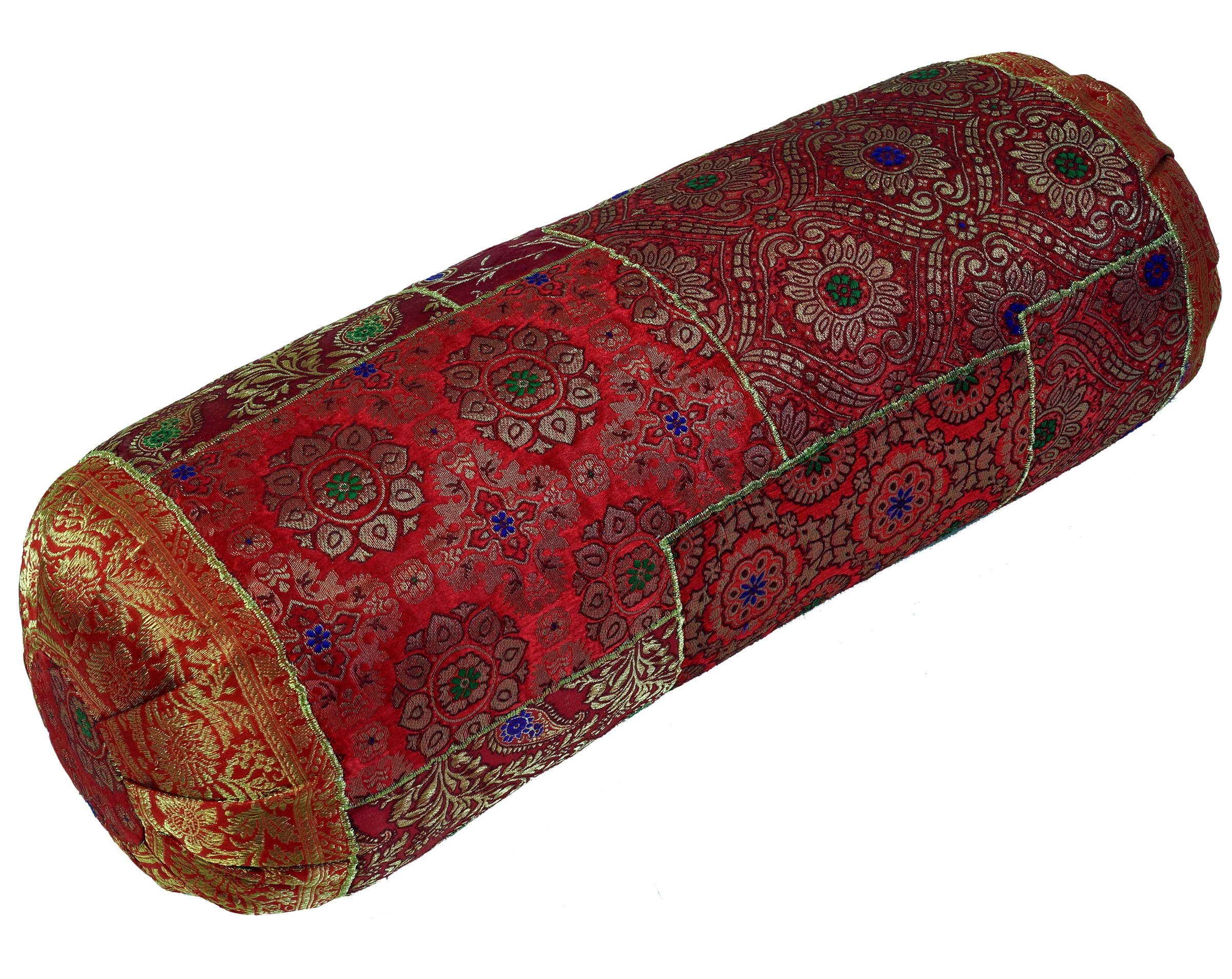 Guru-Shop Nackenrolle Patchwork Nackenrolle, Sofakissen 50 cm - rot
