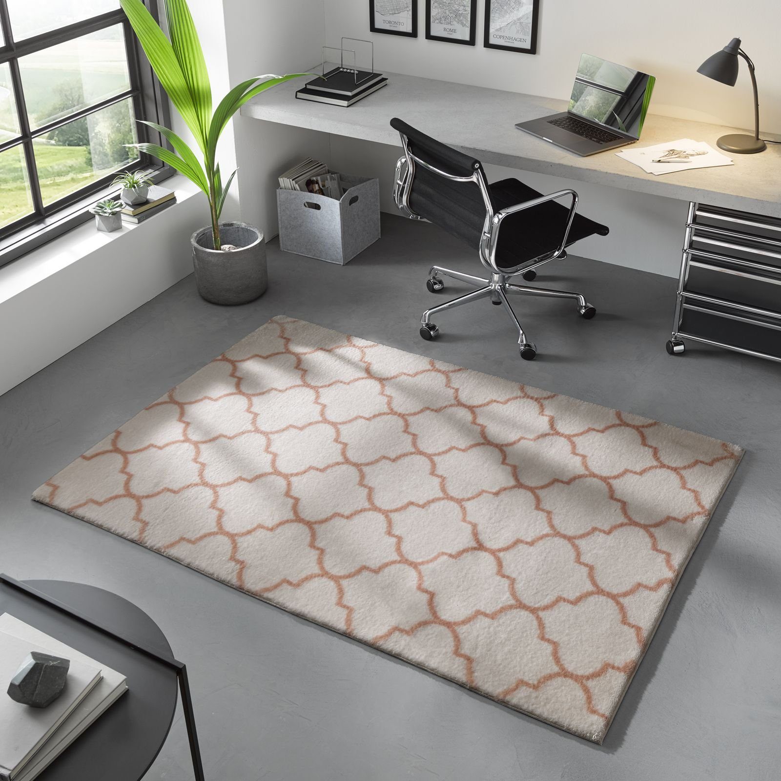 TaraCarpet Teppich Valetta Florentiner 52, rechteckig, Höhe: 19 mm, Skandi designer kurzflor waschbar Wohnzimmer Schlafzimmer 050x080 cm