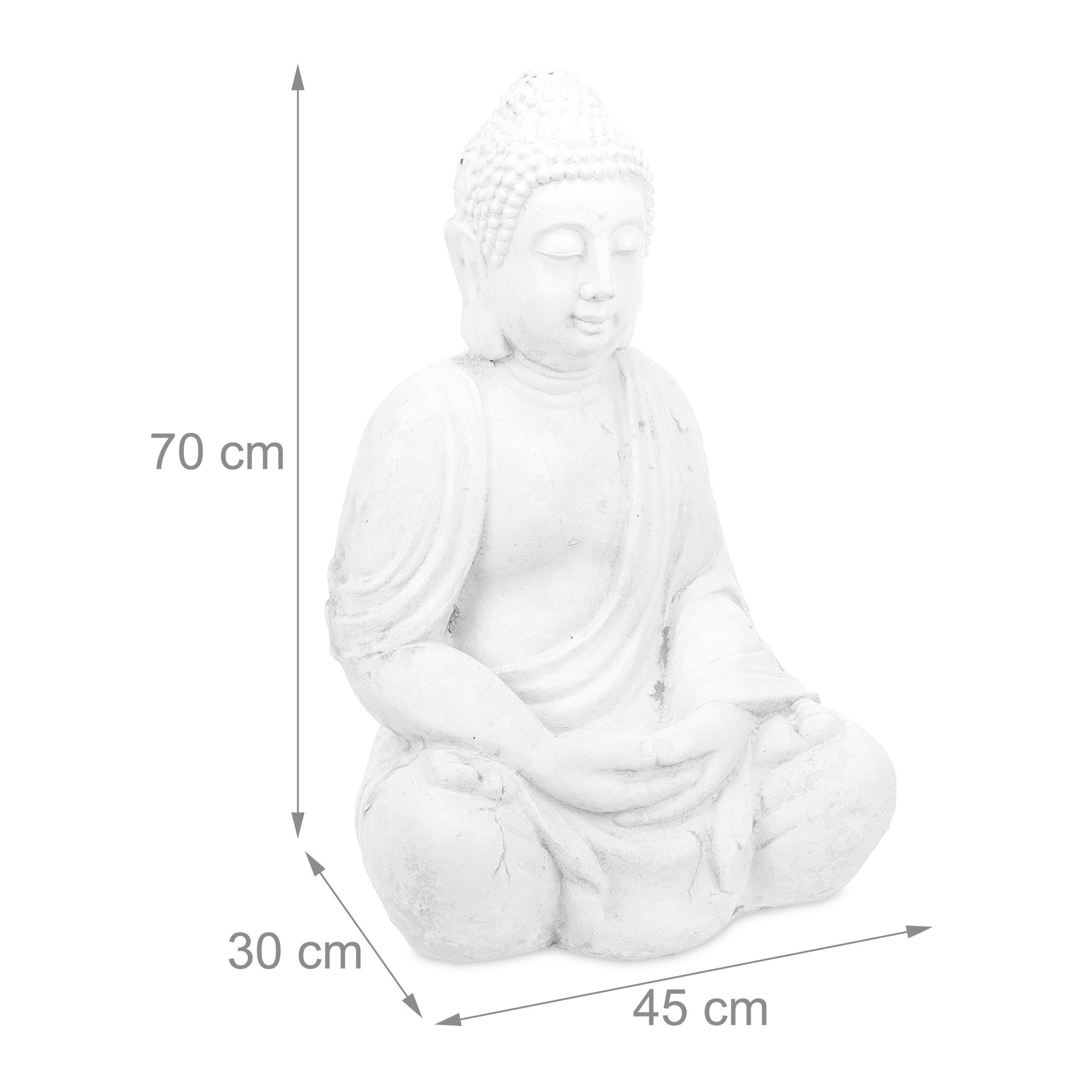 relaxdays Buddhafigur Weiße 70 cm Buddha Figur