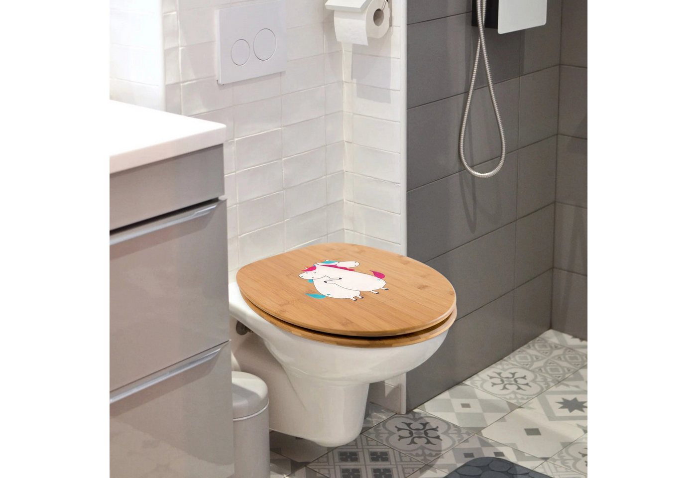 Thumbnail - Mr. & Mrs. Panda WC-Sitz Einhörner Umarmen - Transparent - Geschenk, Einhorn, Toilettendeckel, (Packung, 1-St., Einhörne...