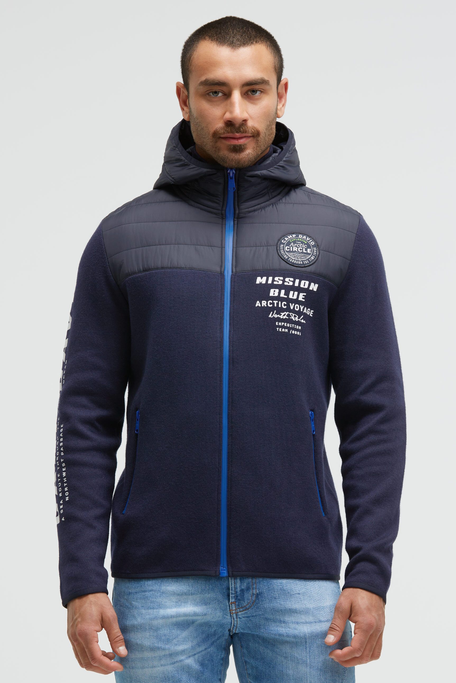 CAMP DAVID Kapuzenstrickjacke mit Stehkragen günstig online kaufen