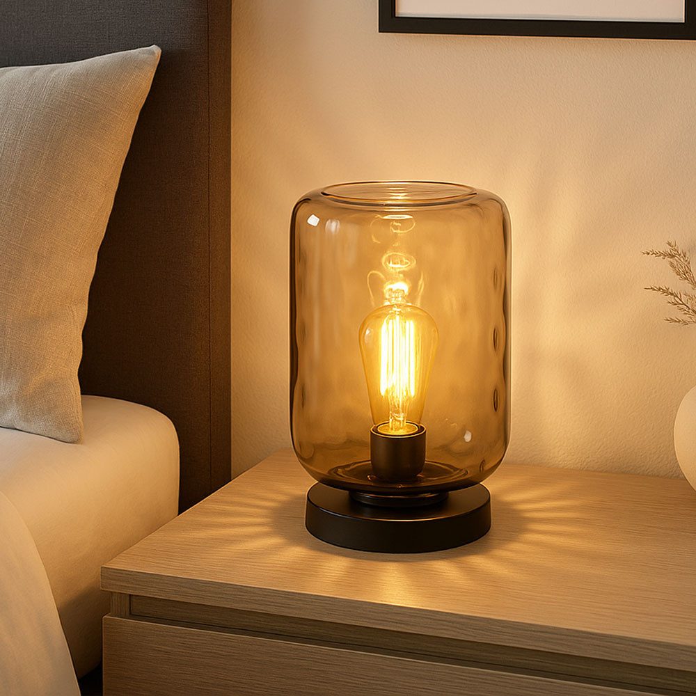 GLOBO LIGHTING LED Tischleuchte, Leuchtmittel inklusive, Warmweiß, Tischleuchte Nachttischlampe amber Schreibtischlampe