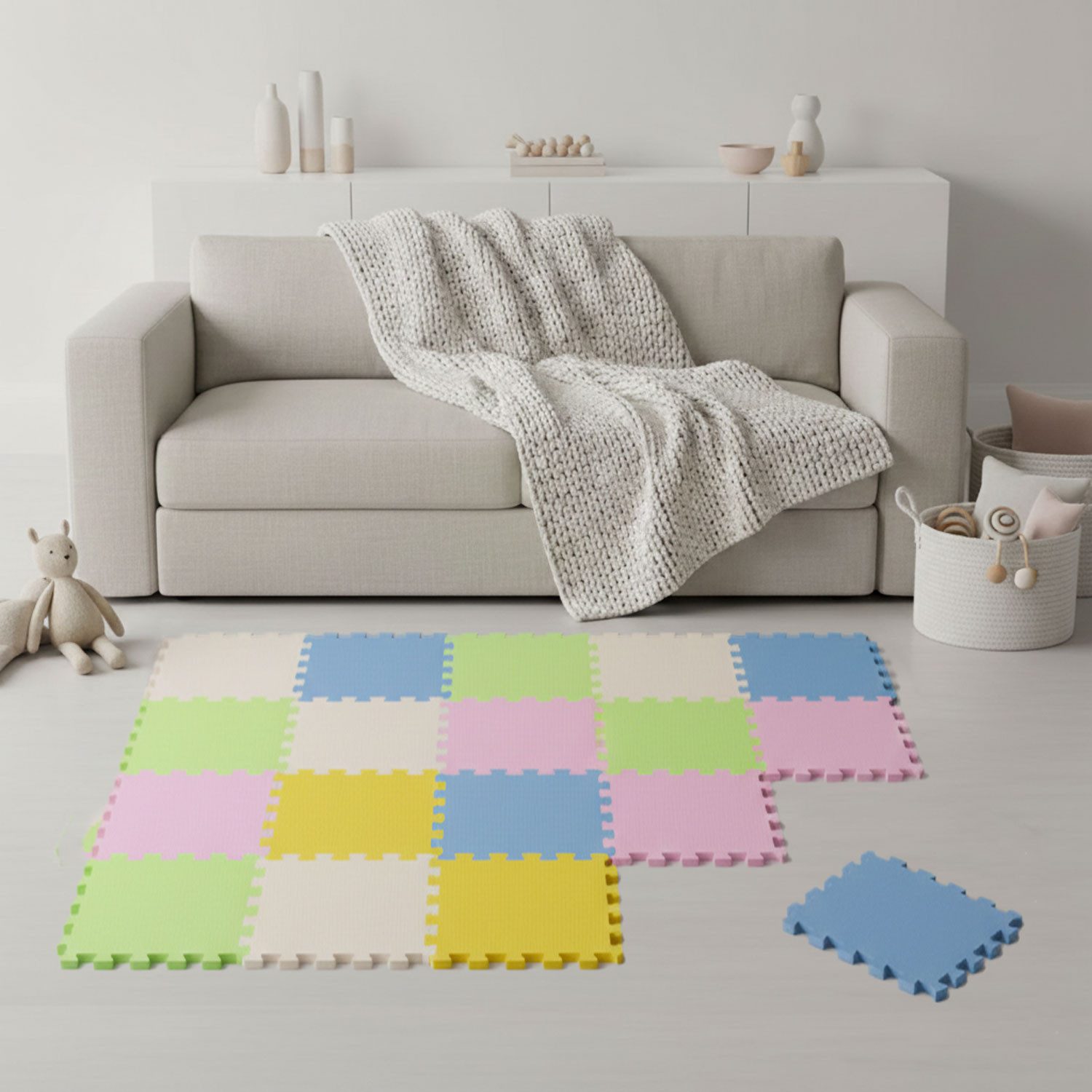 LittleTom Puzzlematte ab dem 1. Tag - 18 Teile Baby Spielmatte - 30 x 30 Kinder Krabbelmatte, (18-tlg), Spielunterlage für Babys und Kleinkinder - Kinderzimmer Puzzleteppich