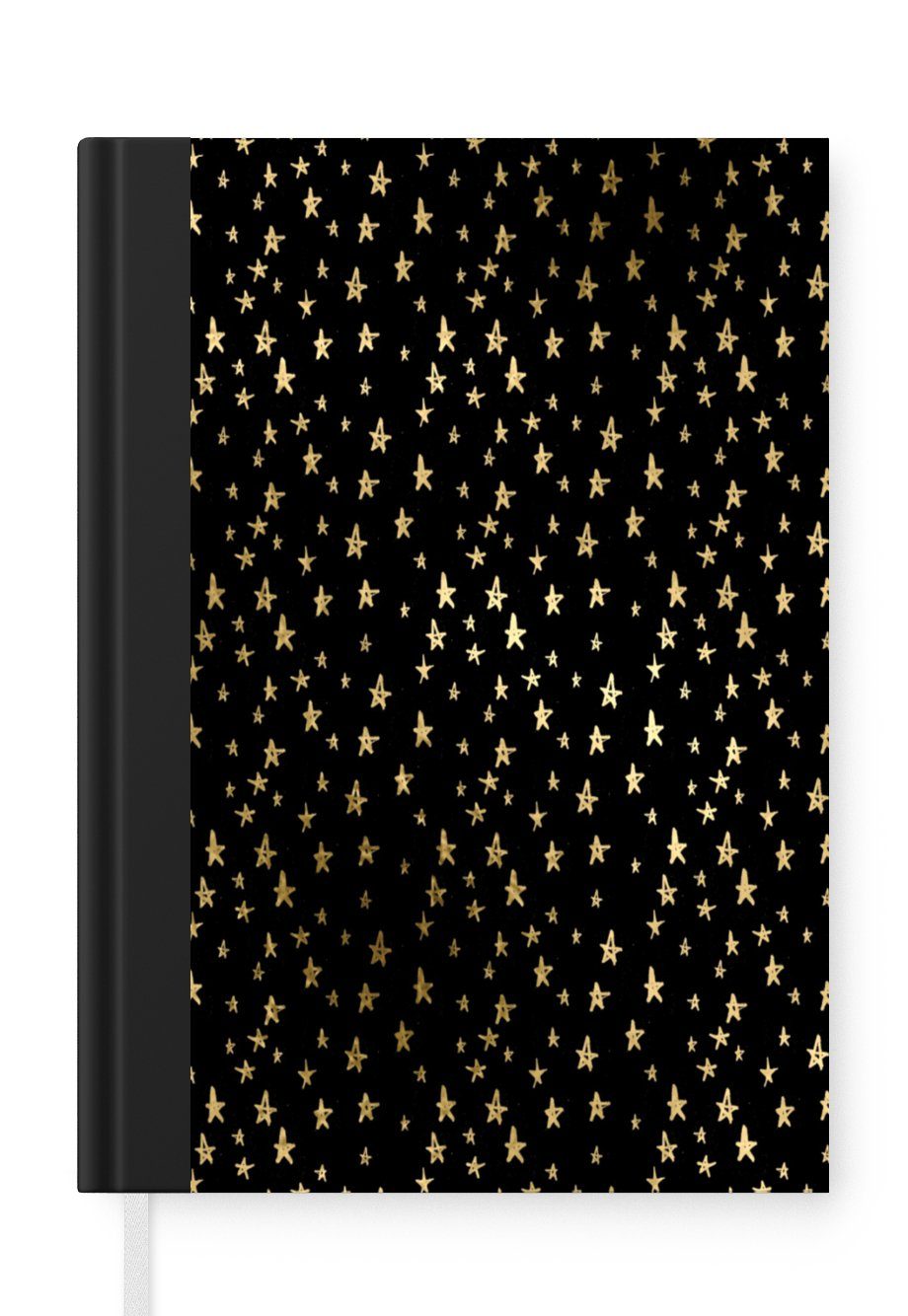 MuchoWow Notizbuch Muster - Sterne - Gold, Journal, Merkzettel, Tagebuch, Notizheft, A5, 98 Seiten, Haushaltsbuch