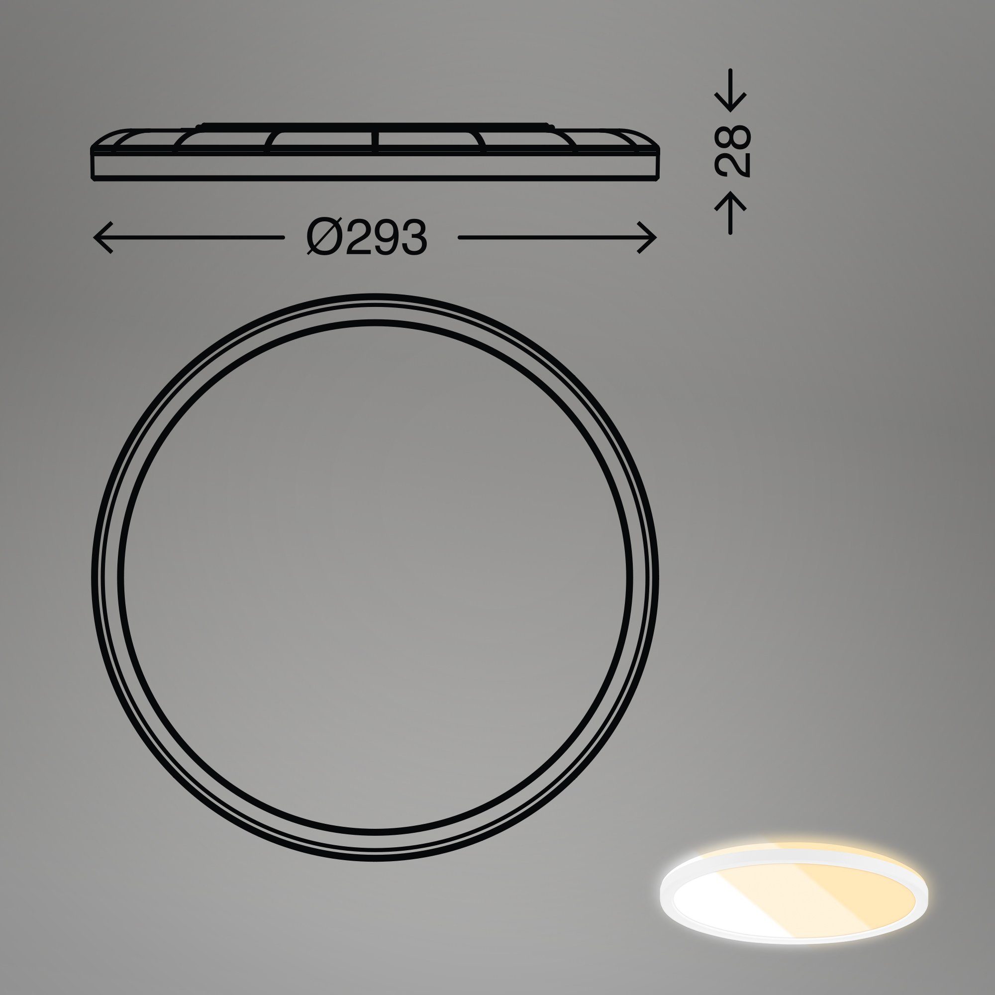 Briloner Leuchten Panel 7555016, LED Neutralweiß, Schalter Farbtemperatur Warmweiß, CTS verbaut, fest cm 42 über eckig, weiß, regelbar