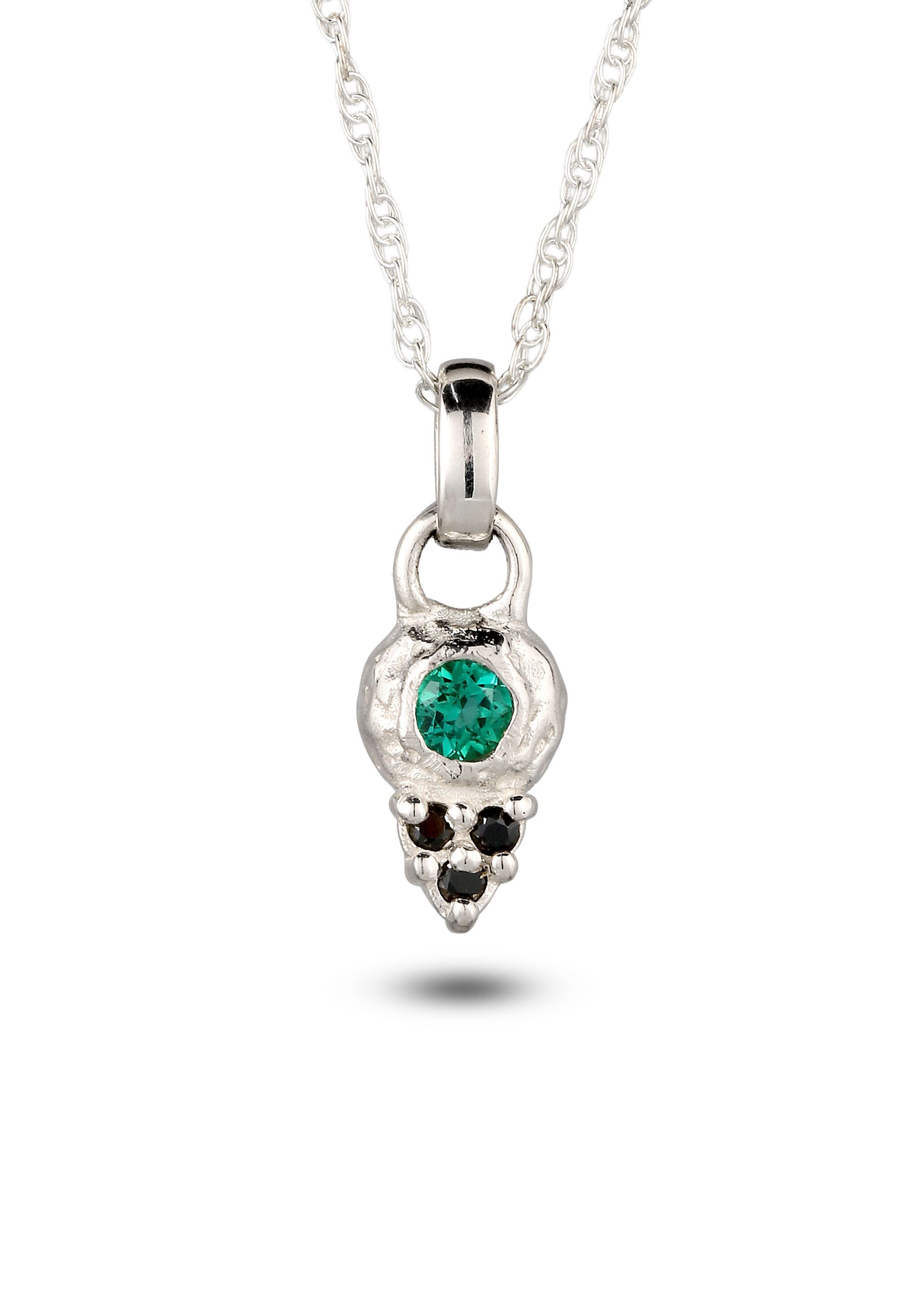 Elli Kette mit Anhänger Zirkonia Synthetischer Smaragd Grün 925 Sterling Silber