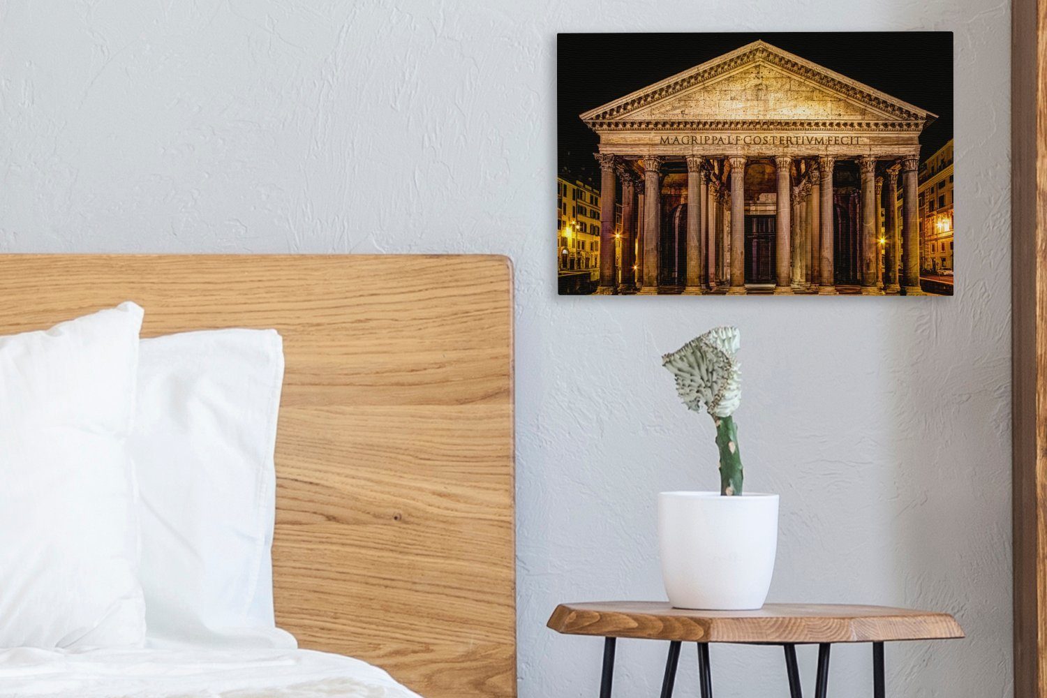 (1 Leinwandbilder, 30x20 Wanddeko, OneMillionCanvasses® Aufhängefertig, Leinwandbild Wandbild - cm - St), Nacht Pantheon, Rom