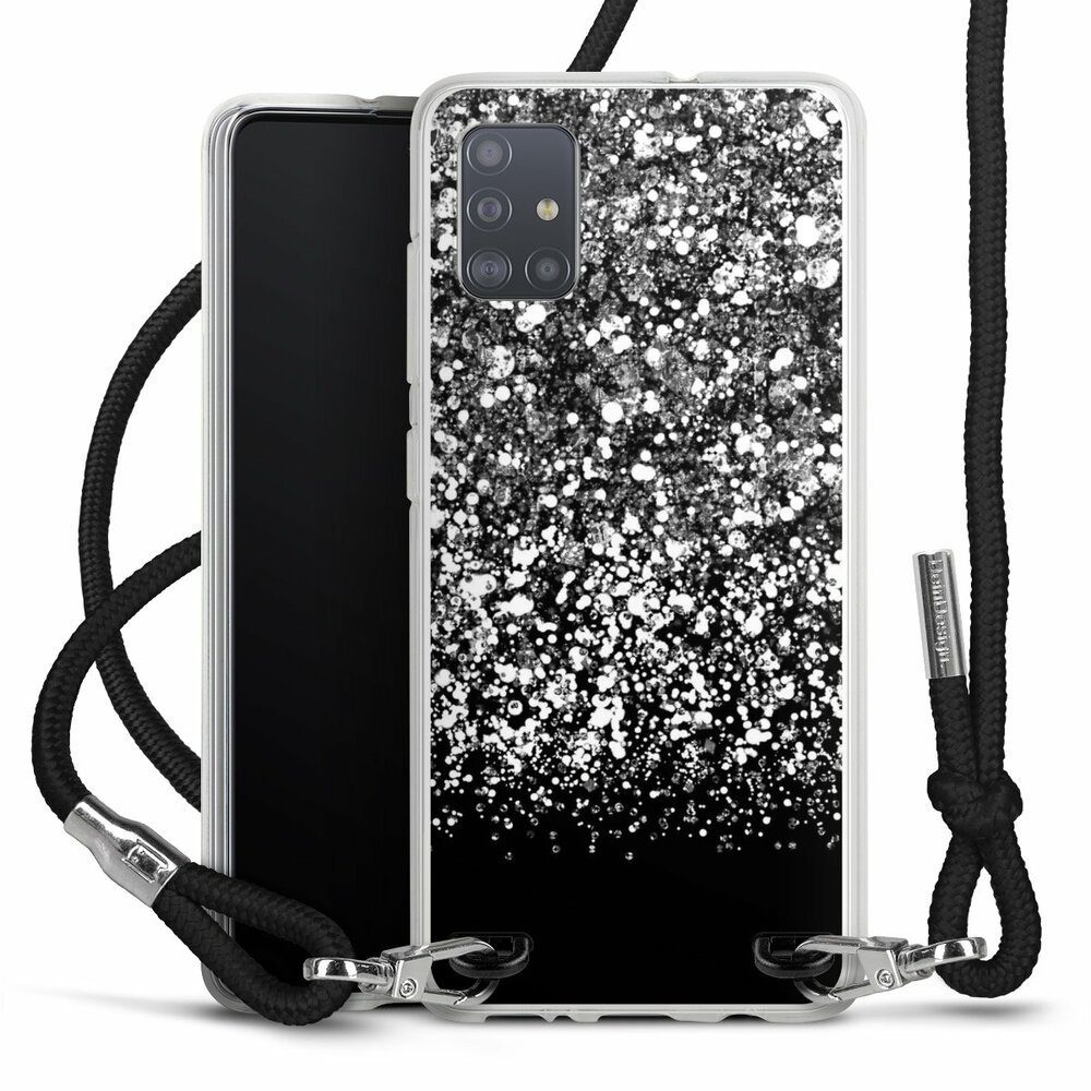 DeinDesign Handyhülle Glitzer Look Schneeflocken Muster Snow Fall Glitter  Look, Samsung Galaxy A51 Handykette Hülle mit Band Case zum Umhängen