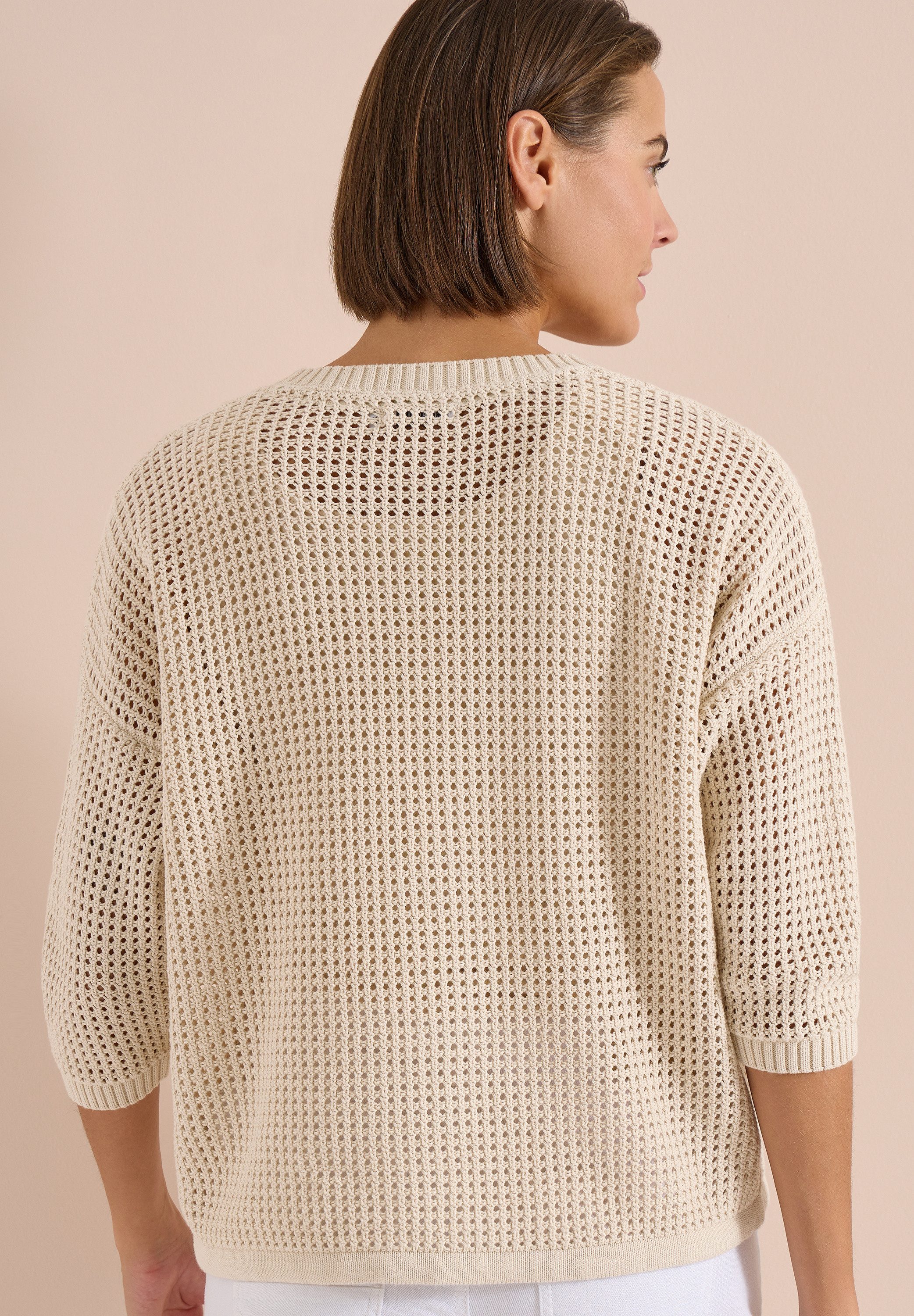 CECIL Strickpullover im Crochet-Look/moderner Sommerstrick