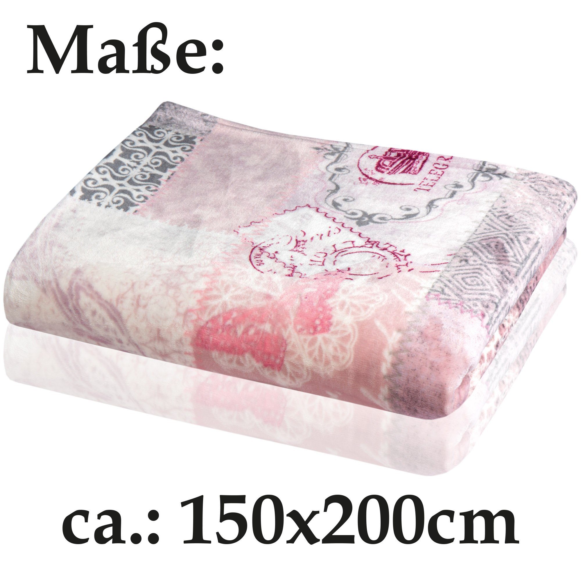 Wohndecke Flanell 150x200 cm, Bestlivings, 100% plüschiges Polyester, federleicht, atmungsaktiv