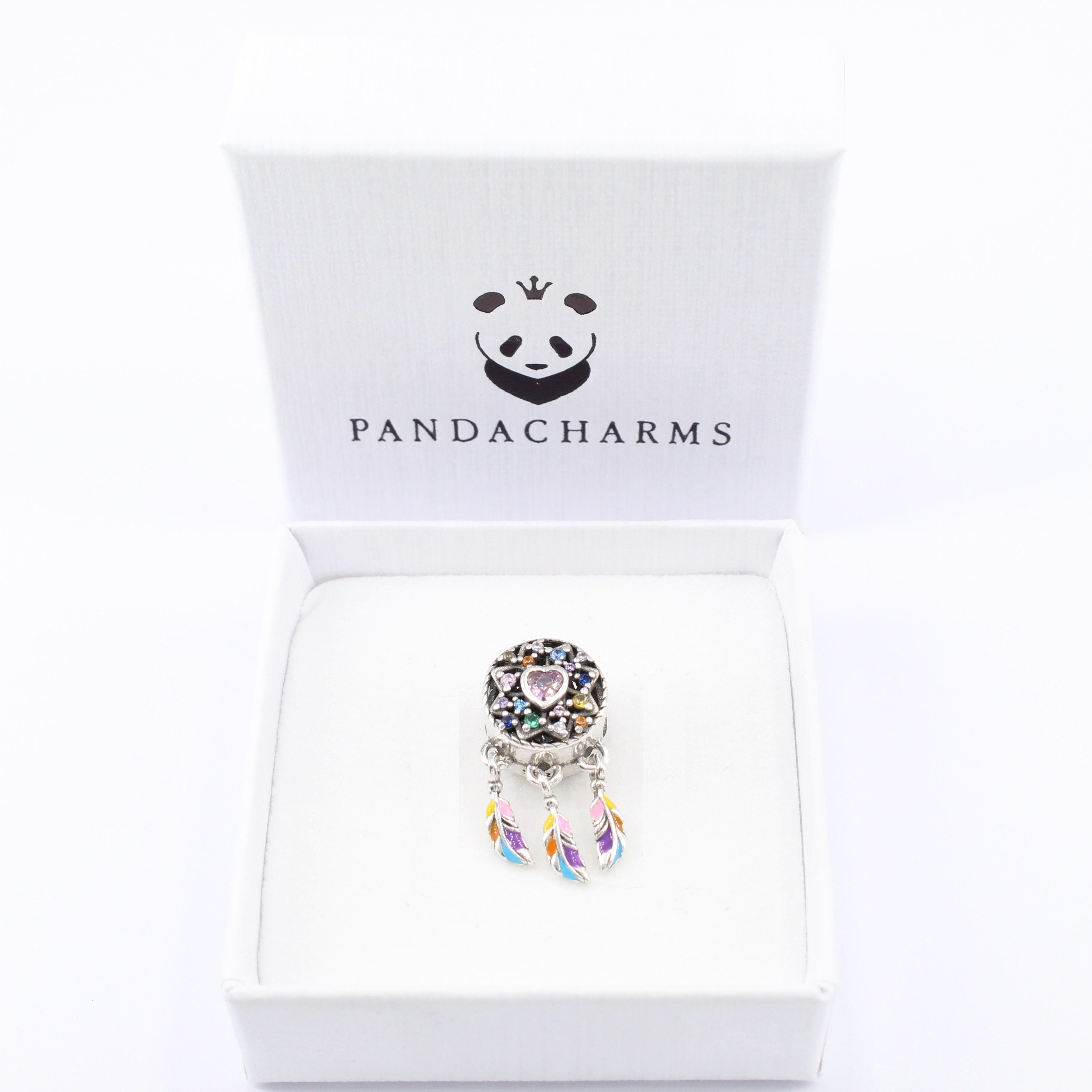 PANDACHARMS Bead Bunter Traumfänger Charm für Charm Armband, 925er Silber, Zirkonia