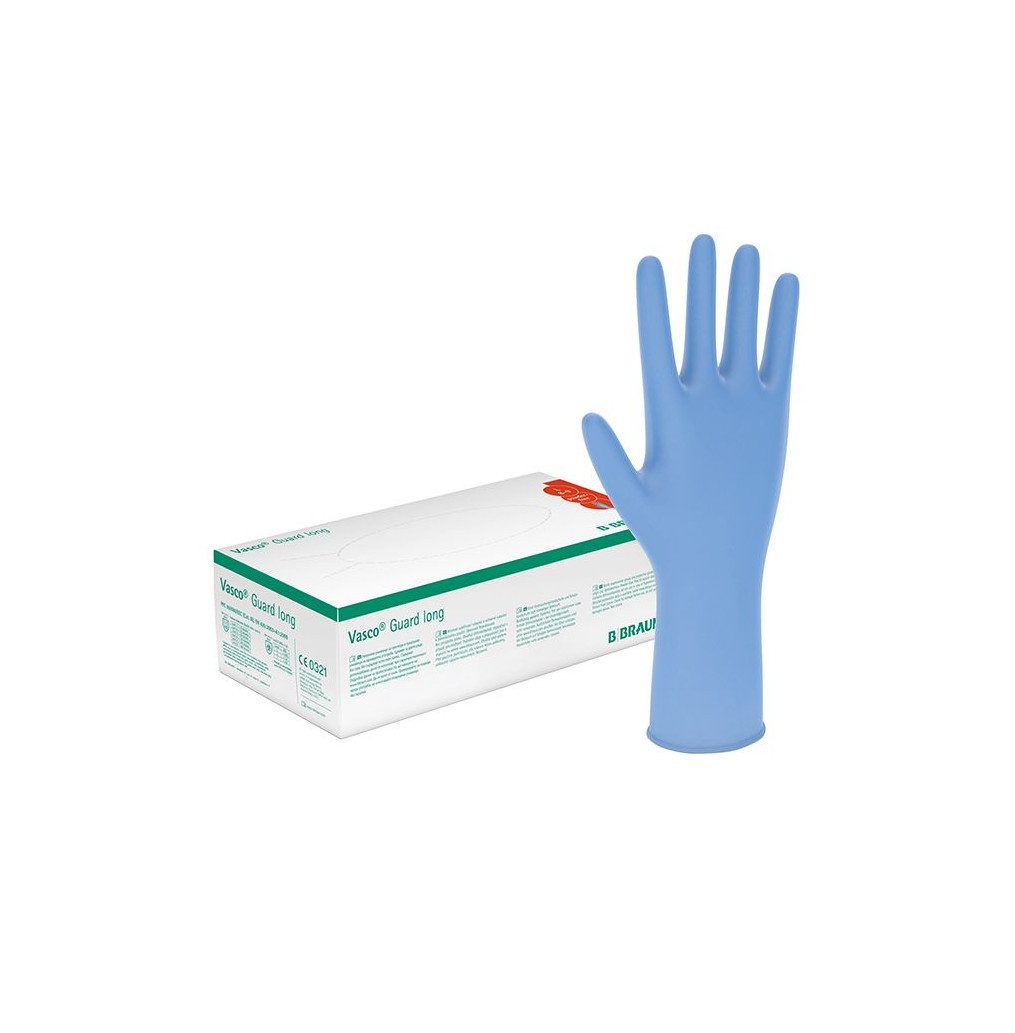 B. Braun Einweghandschuhe Vasco Guard long U.-Handschuhe, PF, Gr S/M/L/XL (Untersuchungshandschuhe, 90-St., Sehr gute Elastizität für optimalen Tragekomfort und flexible Passform) Unsteril verpackt, latexfrei