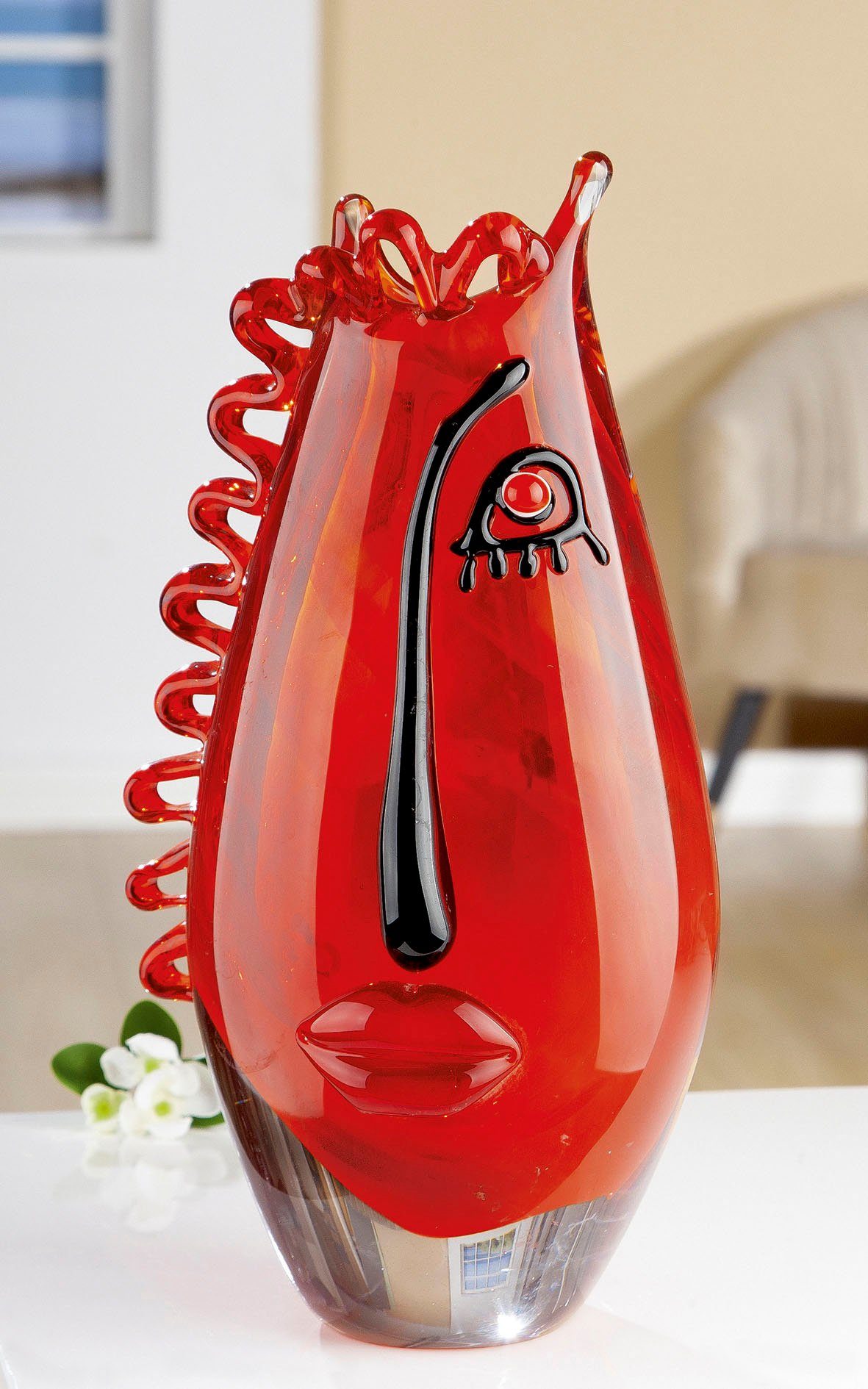 Casablanca by Gilde Tischvase Red Vase dekorative Vista Glas, St), (1 Blumenvase aus