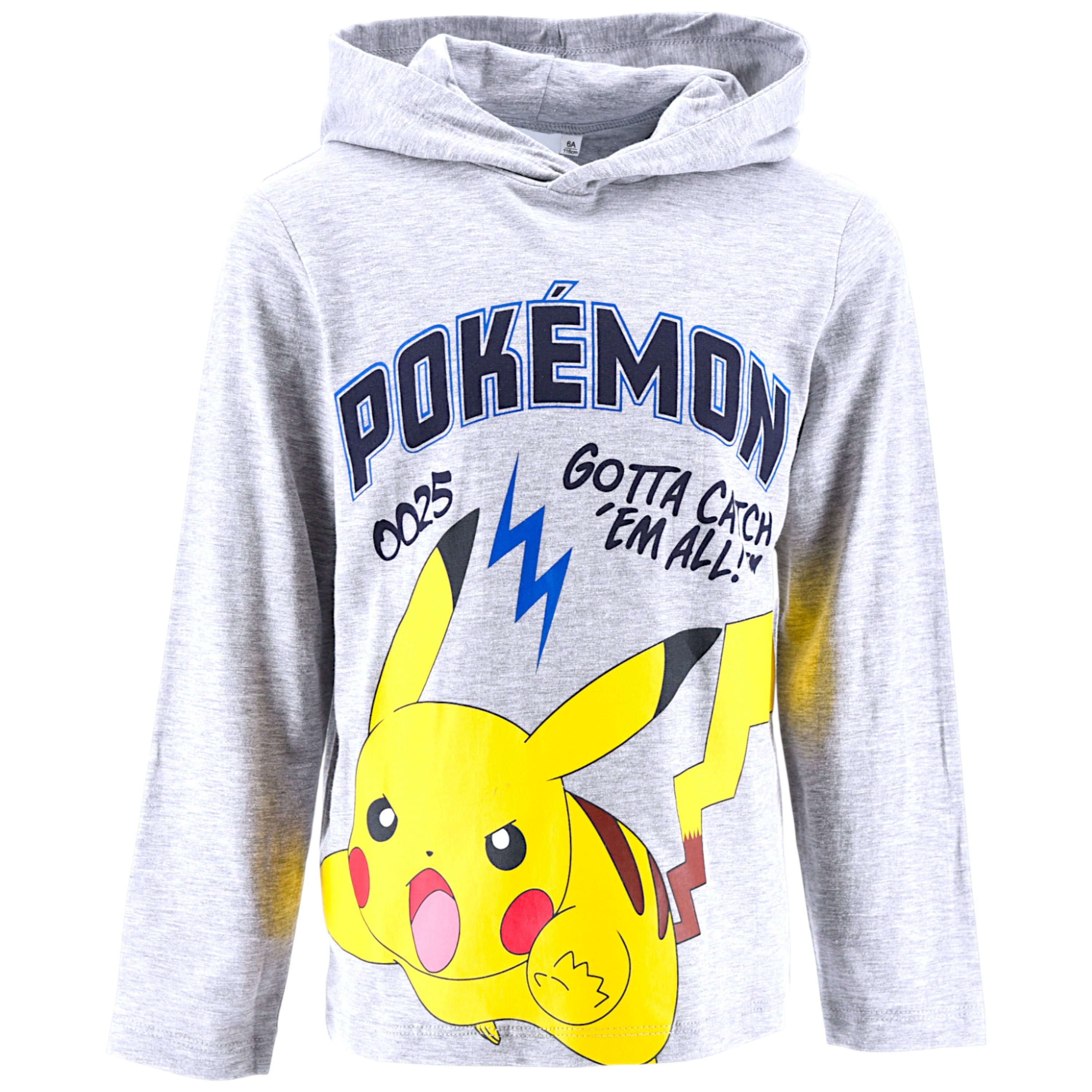 POKÉMON Langarmshirt Pikachu Jungen Shirt aus Baumwolle Gr. 104 - 152 cm