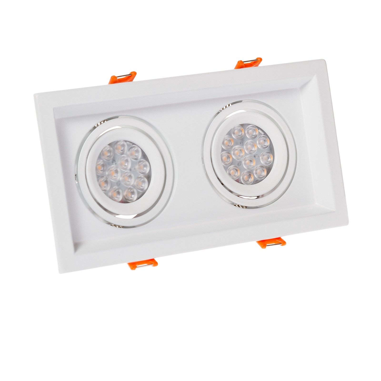 Spectrum LED Einbaustrahler LED GU10 2 fach Einbaustrahler IP20 max.10W schwenkbar weiß eckig, Kein Leuchtmittel enthalten, Schwenkbar