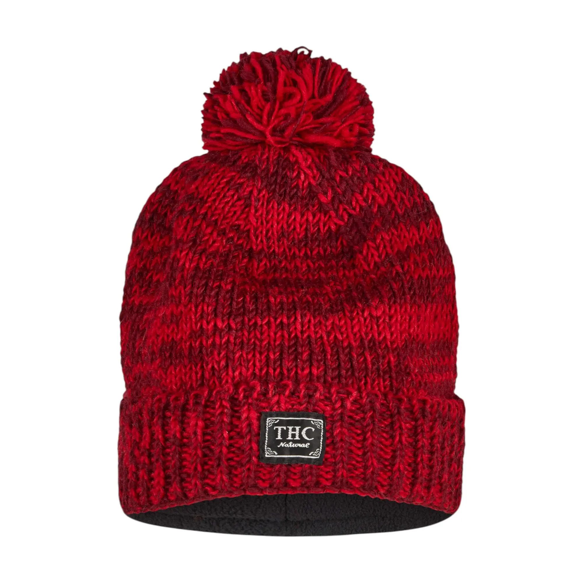 THC Natural Line Bommelmütze THC Schafwoll Pudelmütze 715 rot (1 Stück, 1-St., 1 Stück) Innenfutter: Fleece