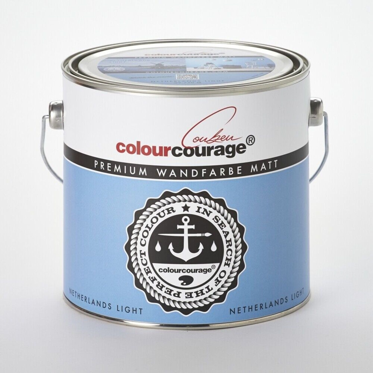 colourcourage Vollton- und Abtönfarbe Colourcourage Wandfarbe 2,5L Hellblau Netherlands Light Blau Innen