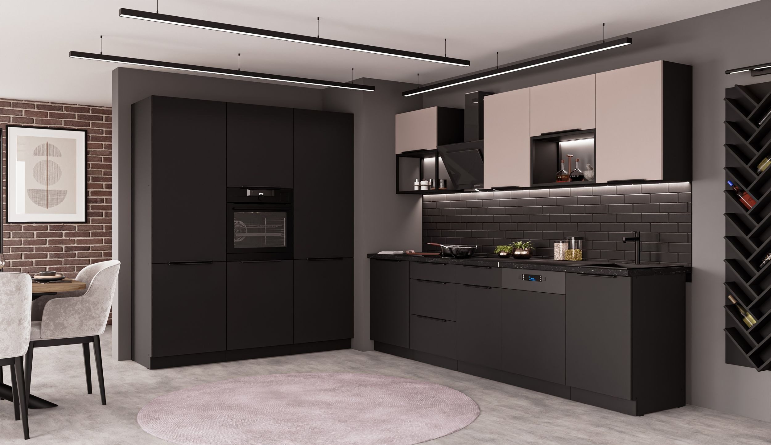 Küchen-Preisbombe Кухниzeile SIENA + ARONA LOFT 280 + 180 Кухниblock Küche Kaschmir Schwarz