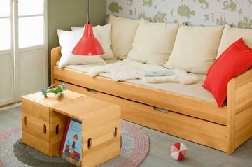 BioKinder - Das gesunde Kinderzimmer Funktionsbett Nico, 90x200 cm Schlafsofa mit Bettkasten und 2 Lattenrosten