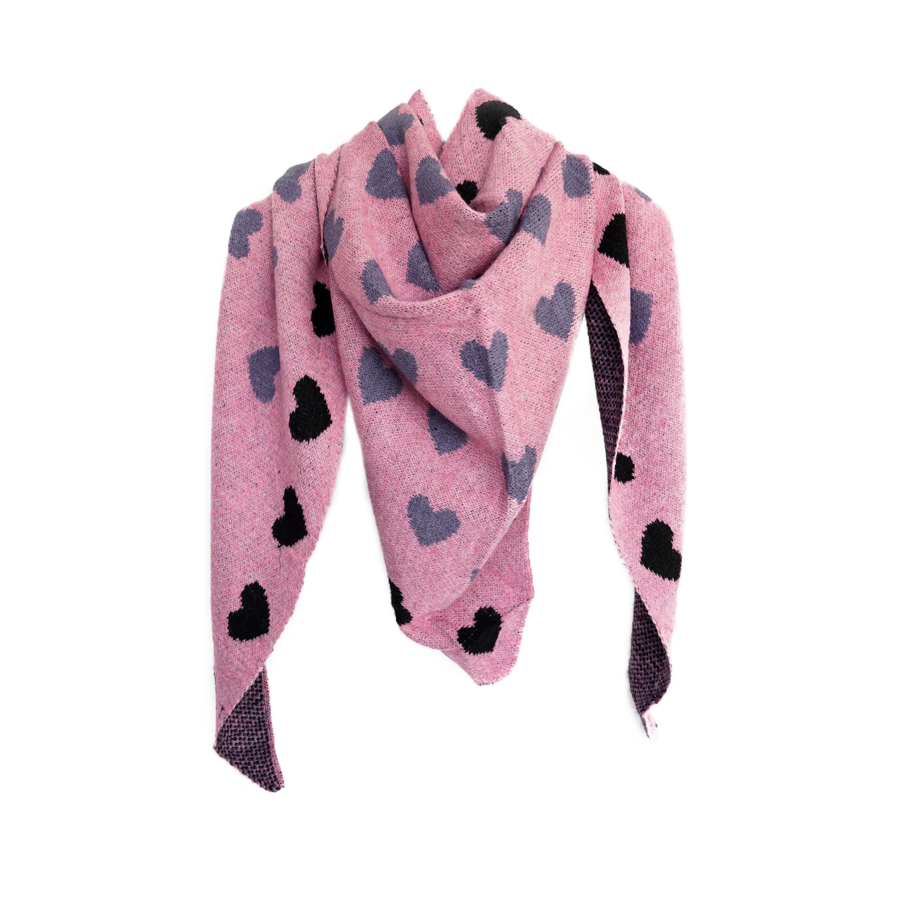 COFI 1453 Modeschal Eleganter Dreiecksschal mit Herzmuster für Damen 200x90 günstig online kaufen