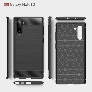 CoverKingz Handyhülle Hülle für Samsung Galaxy Note10 Handyhülle Schutzhülle Case Cover, Carbon Look Brushed Design