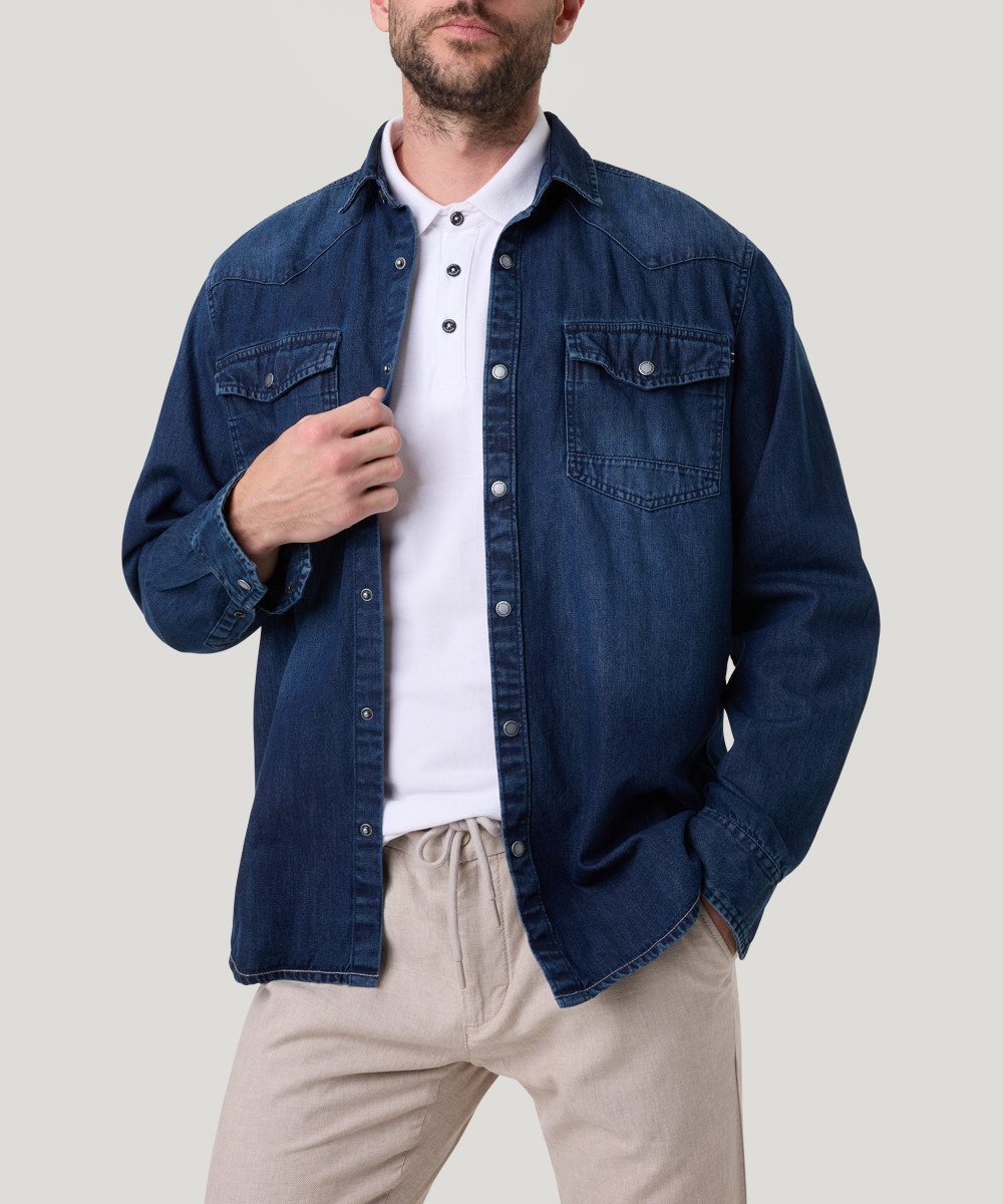 Pioneer Authentic Jeans Jeanshemd mit Brusttaschen, in blauer Waschung