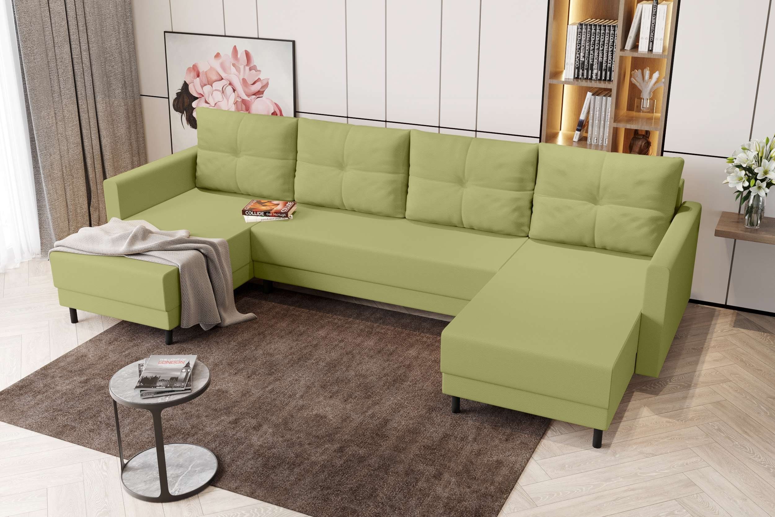 U-Form, Selena, Bettfunktion, Wohnlandschaft Eckcouch, mit Sofa, Stylefy Design Bettkasten, Sitzkomfort, Modern mit