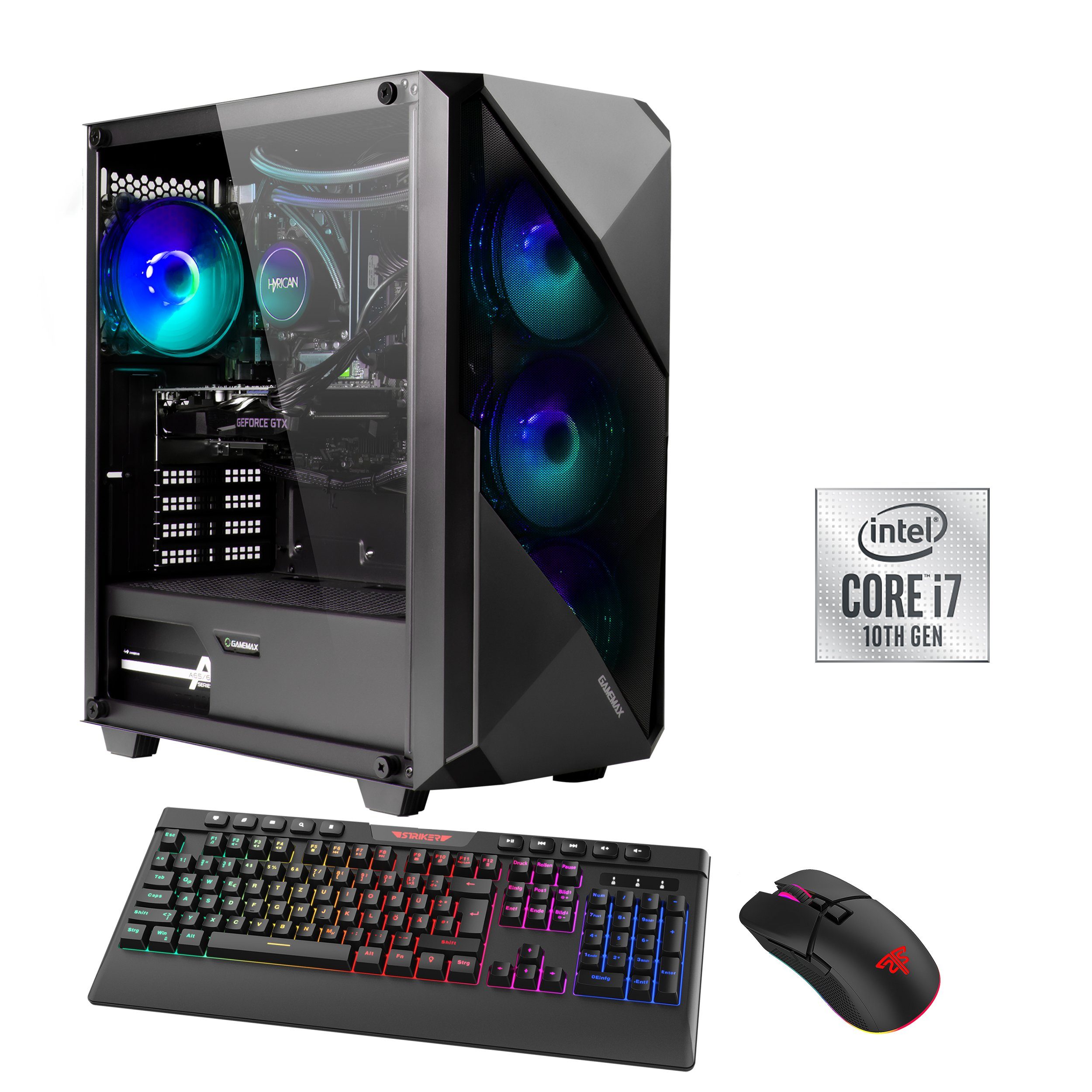 Hyrican Striker 6733 Gaming-PC (Intel Core i7 10700F, GeForce RTX 3060, 16 GB RAM, 960 GB SSD, Wasserkühlung, Windows 11)