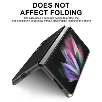 Wigento Handyhülle Für Samsung Galaxy Z Fold4 5G Kunstleder / Kunststoff Handy Tasche Hülle Etuis Schwarz