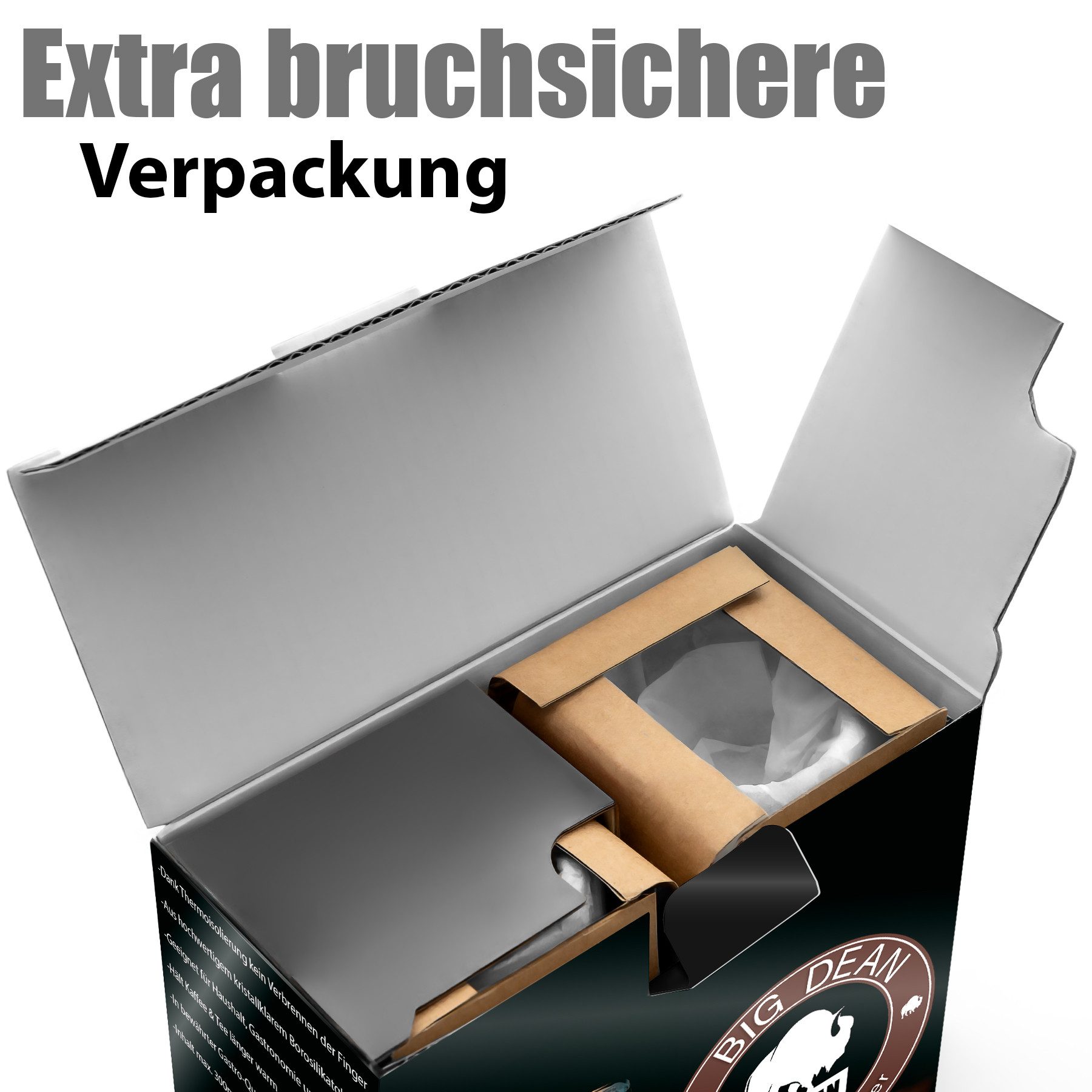BigDean Latte-Macchiato-Glas 6 Stück hohe doppelwandige Latte Macchiato Gläser 350 ml, 6-tlg., Glas, Borosilikat Glas, Spülmaschinen Fest, Lebensmittelecht. – Bild 5 von 5