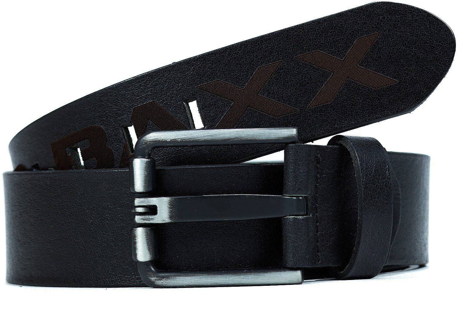 Cipo & Baxx Ledergürtel Gürtel BA-CG110 Schnalle aus gebürsteten Metall im Casual Style schwarz