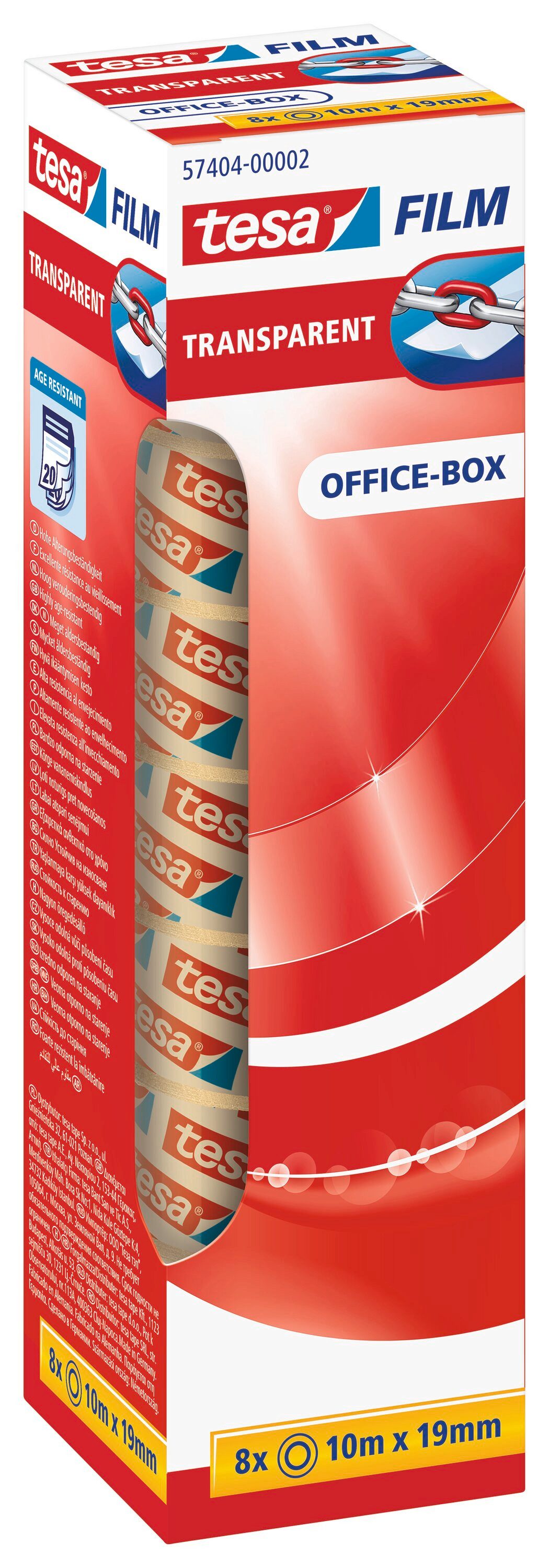 tesa Klebeband (Set, 8-St., 8 Rollen tesafilm® transparent, 10 m x 19 mm) transparent - je 10 m : 19 mm